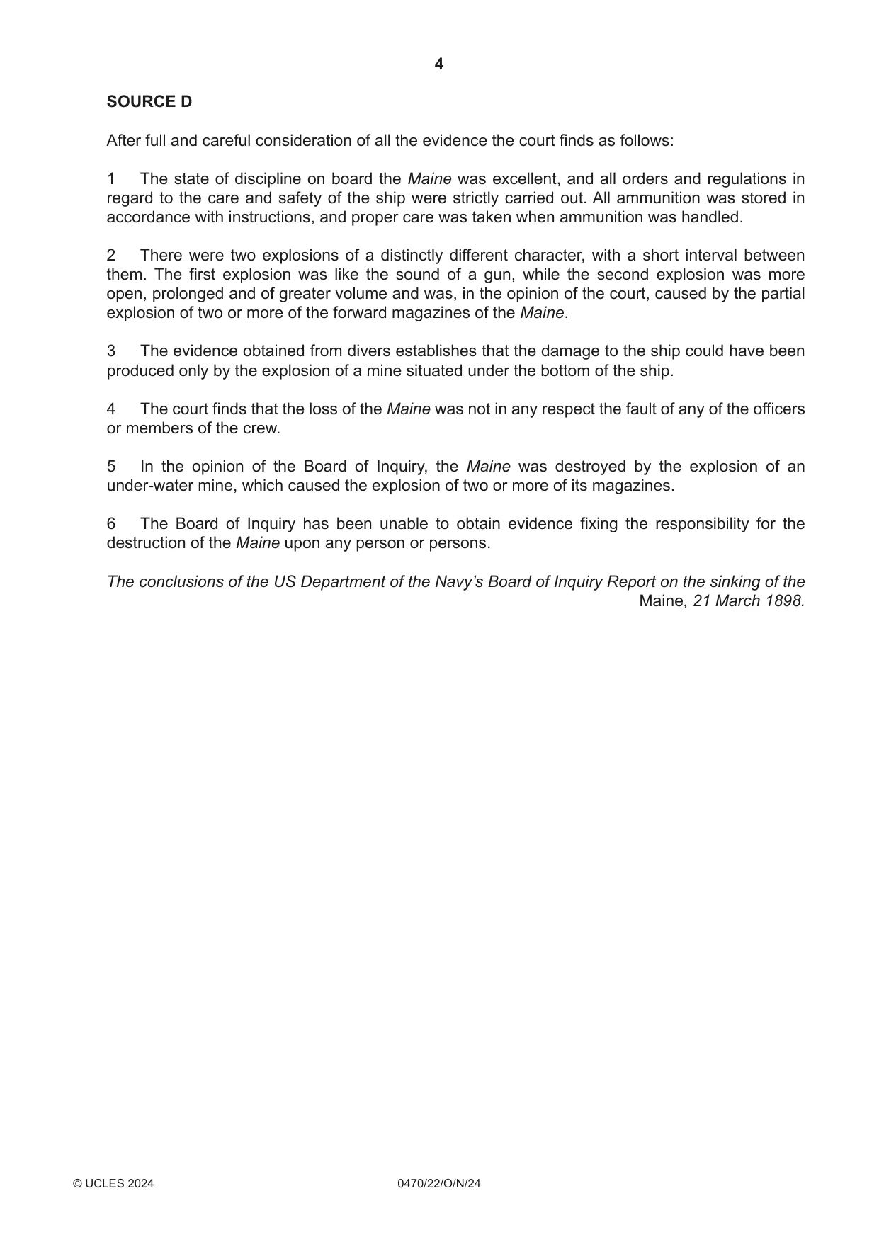 Cambridge IGCSE History 0470 2024 Oct/Nov Paper 2 · Variant 2 question paper, page 4 of 16