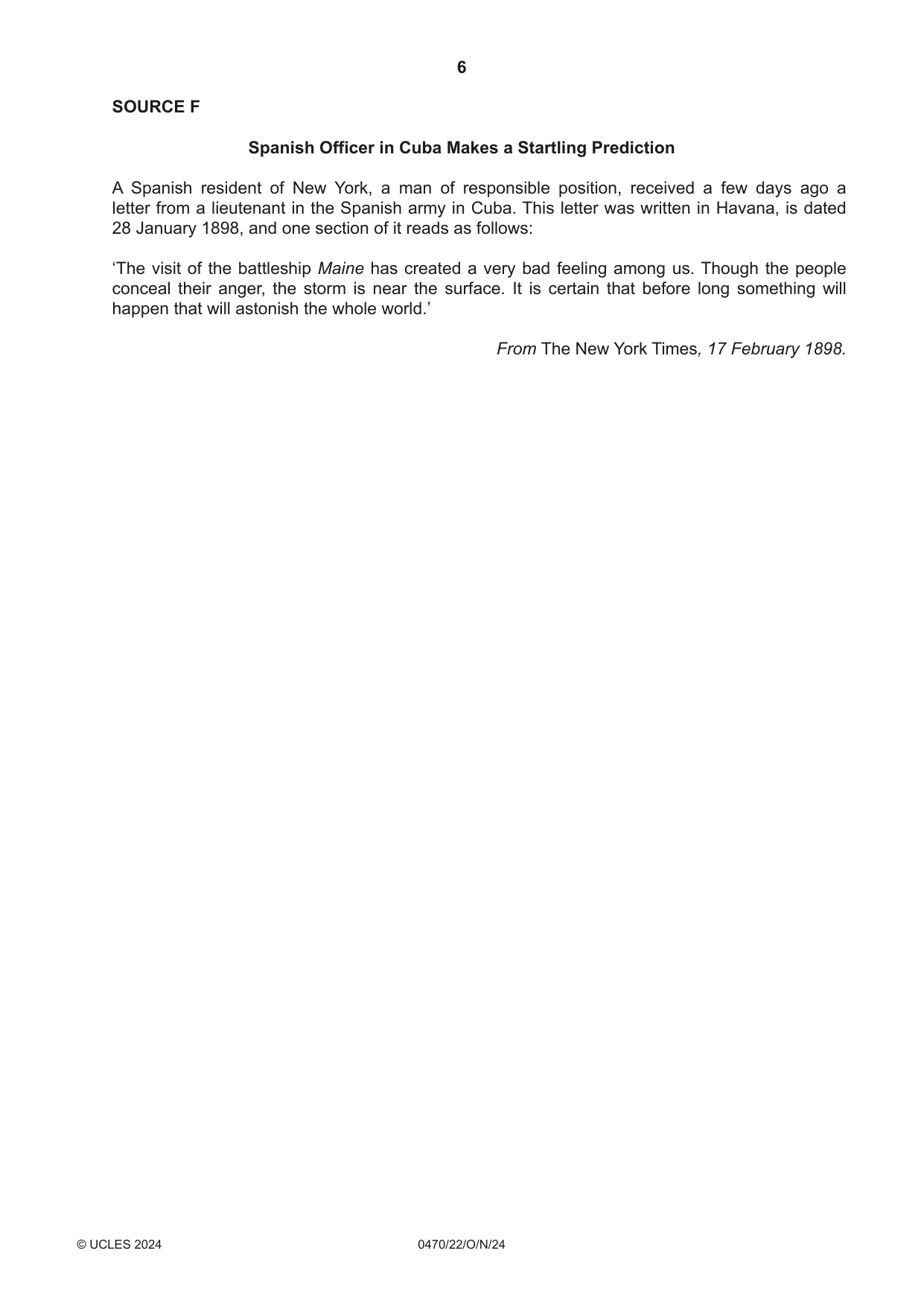 Cambridge IGCSE History 0470 2024 Oct/Nov Paper 2 · Variant 2 question paper, page 6 of 16