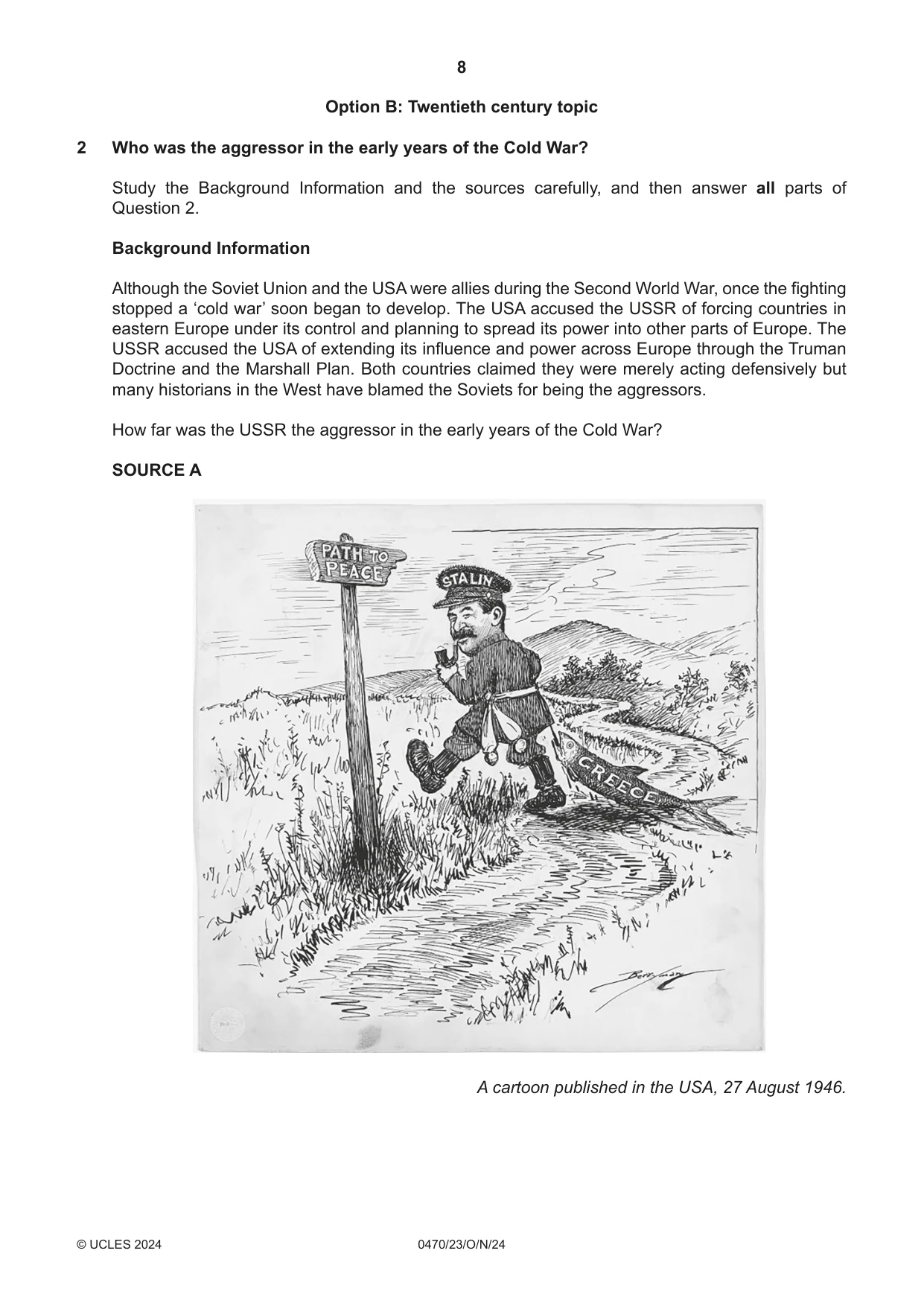 Cambridge IGCSE History 0470 2024 Oct/Nov Paper 2 · Variant 3 question paper, page 8 of 12