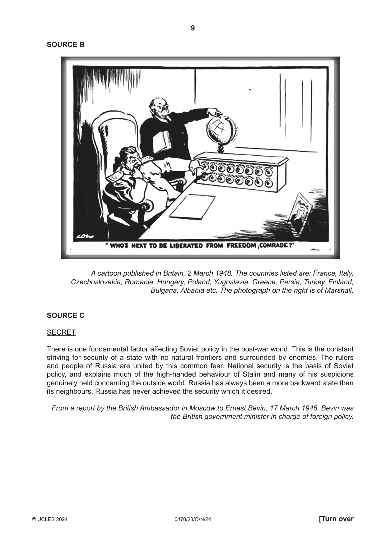 Cambridge IGCSE History 0470 2024 Oct/Nov Paper 2 · Variant 3 question paper, page 9 of 12