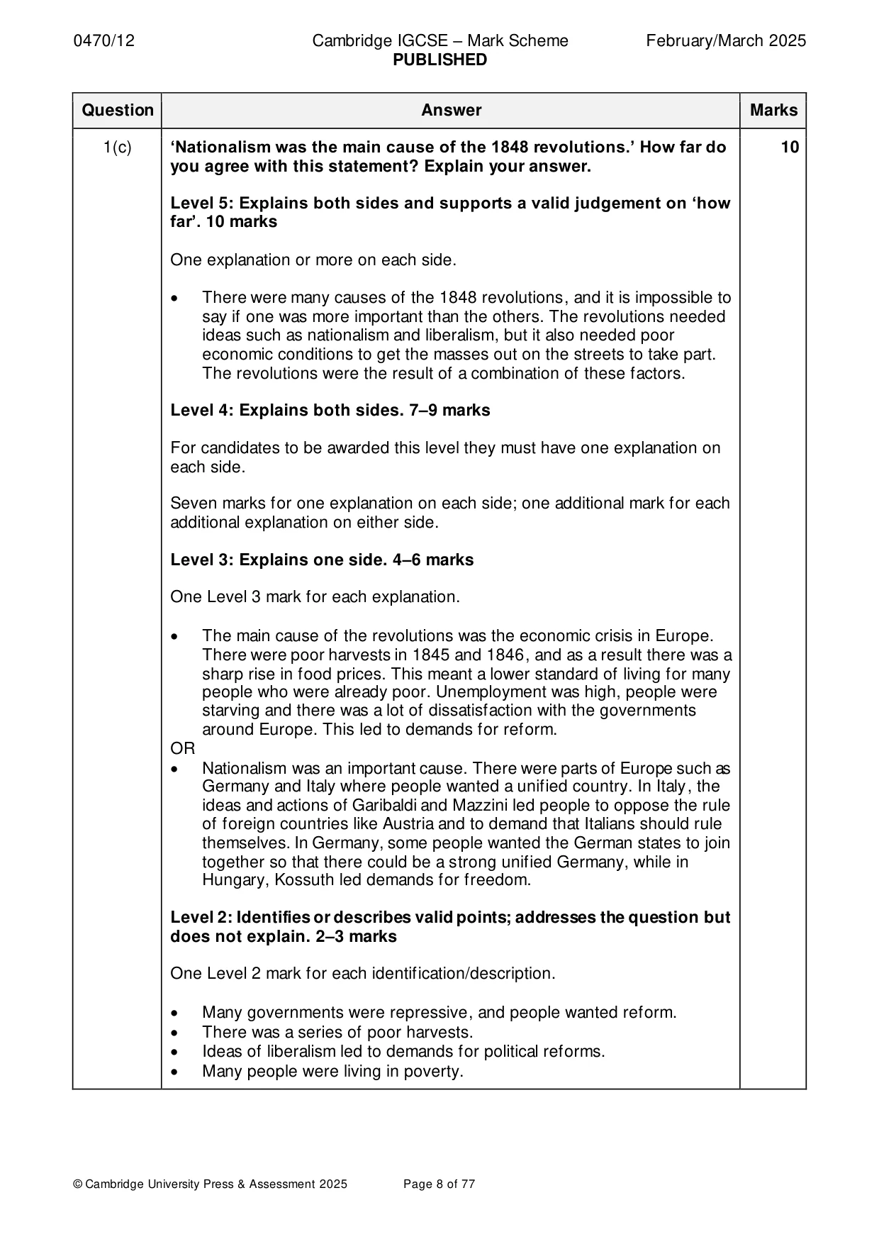Mark scheme, page 8 of 77