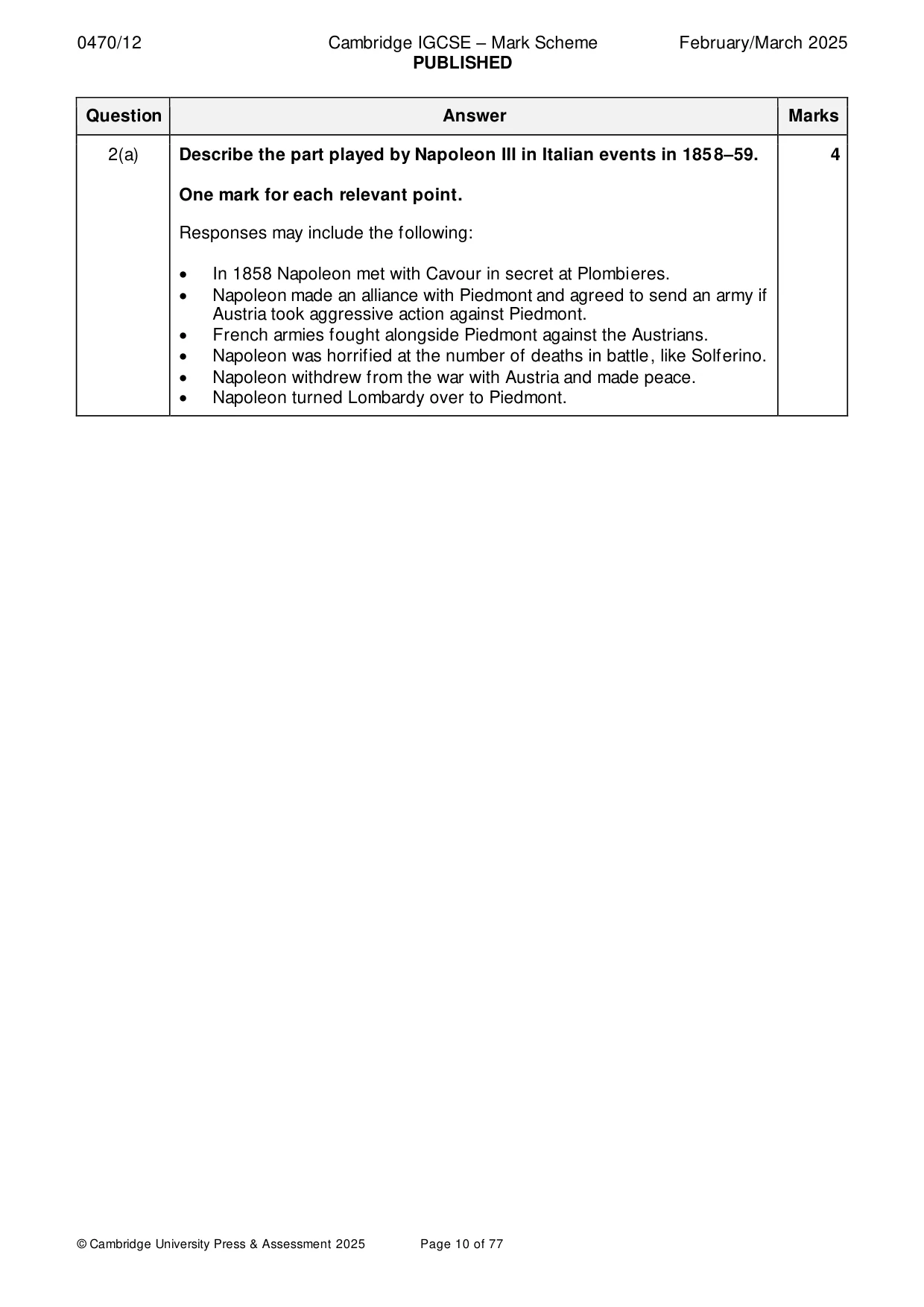 Mark scheme, page 10 of 77