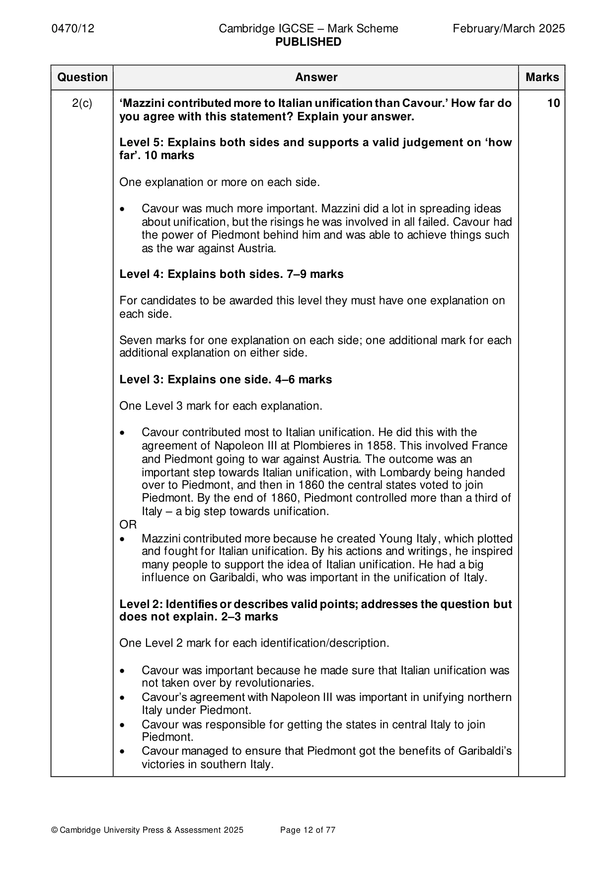 Mark scheme, page 12 of 77