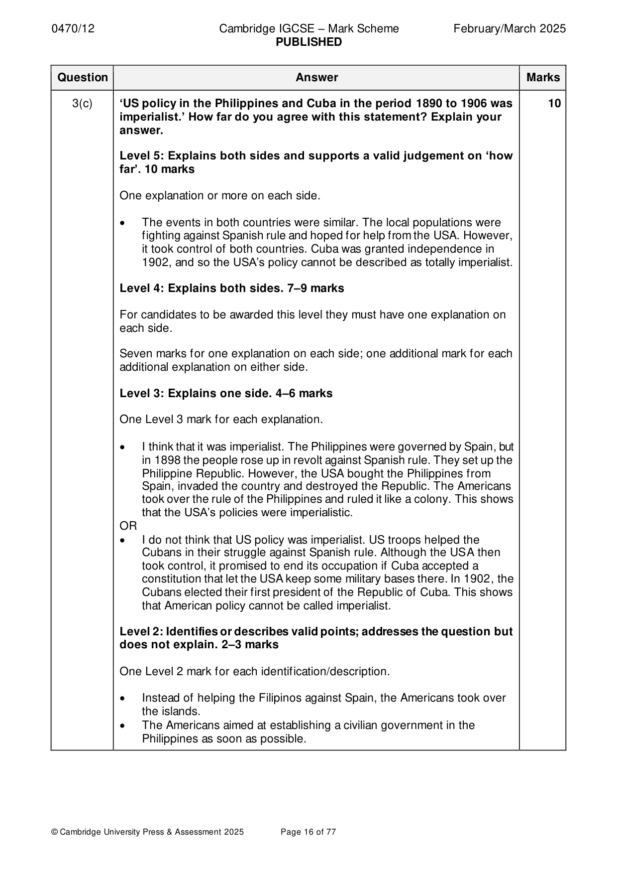 Mark scheme, page 16 of 77