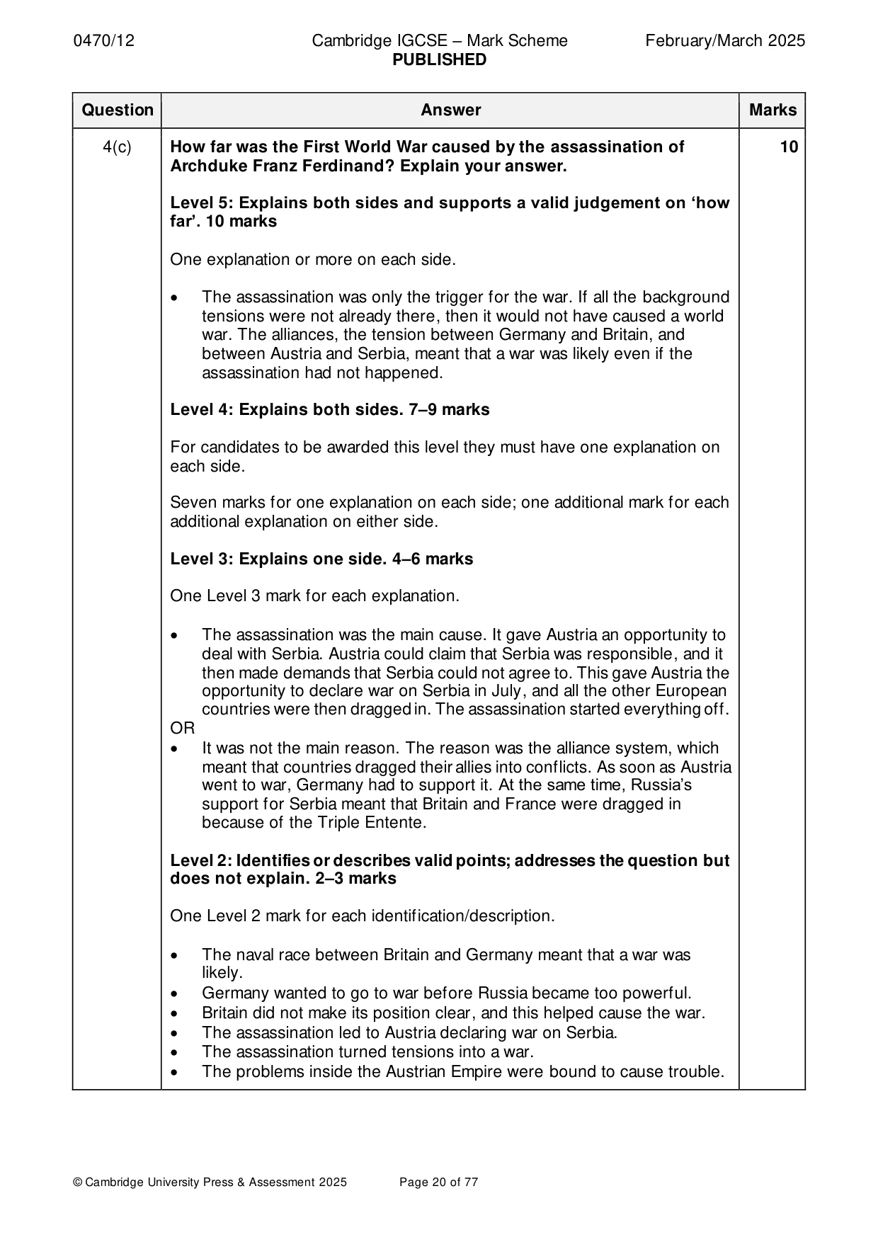 Mark scheme, page 20 of 77