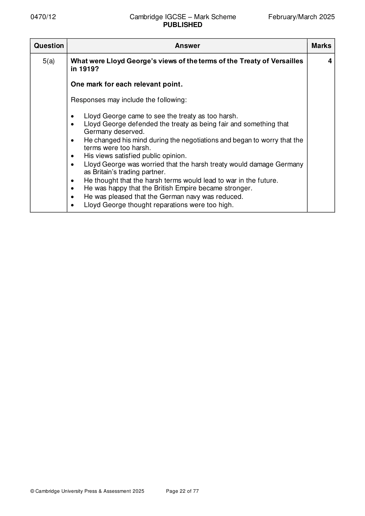 Mark scheme, page 22 of 77