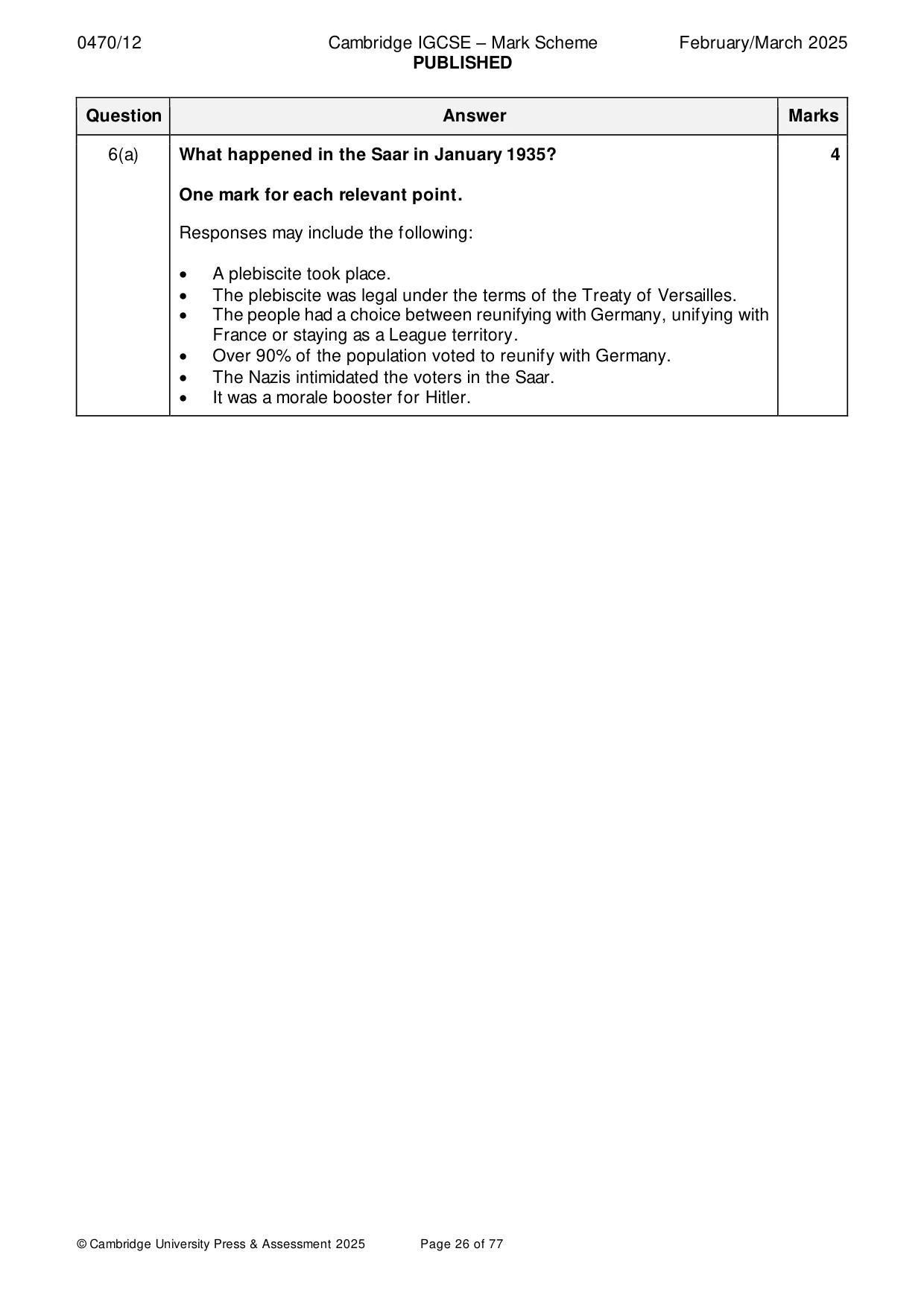 Mark scheme, page 26 of 77