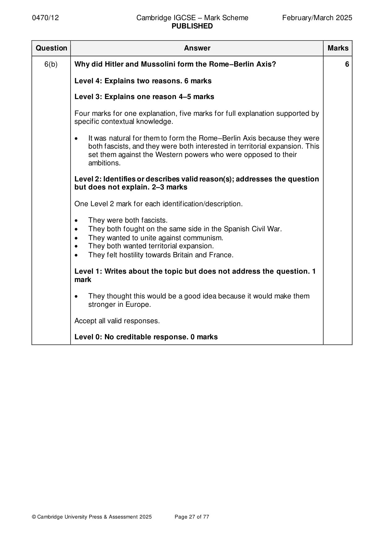 Mark scheme, page 27 of 77