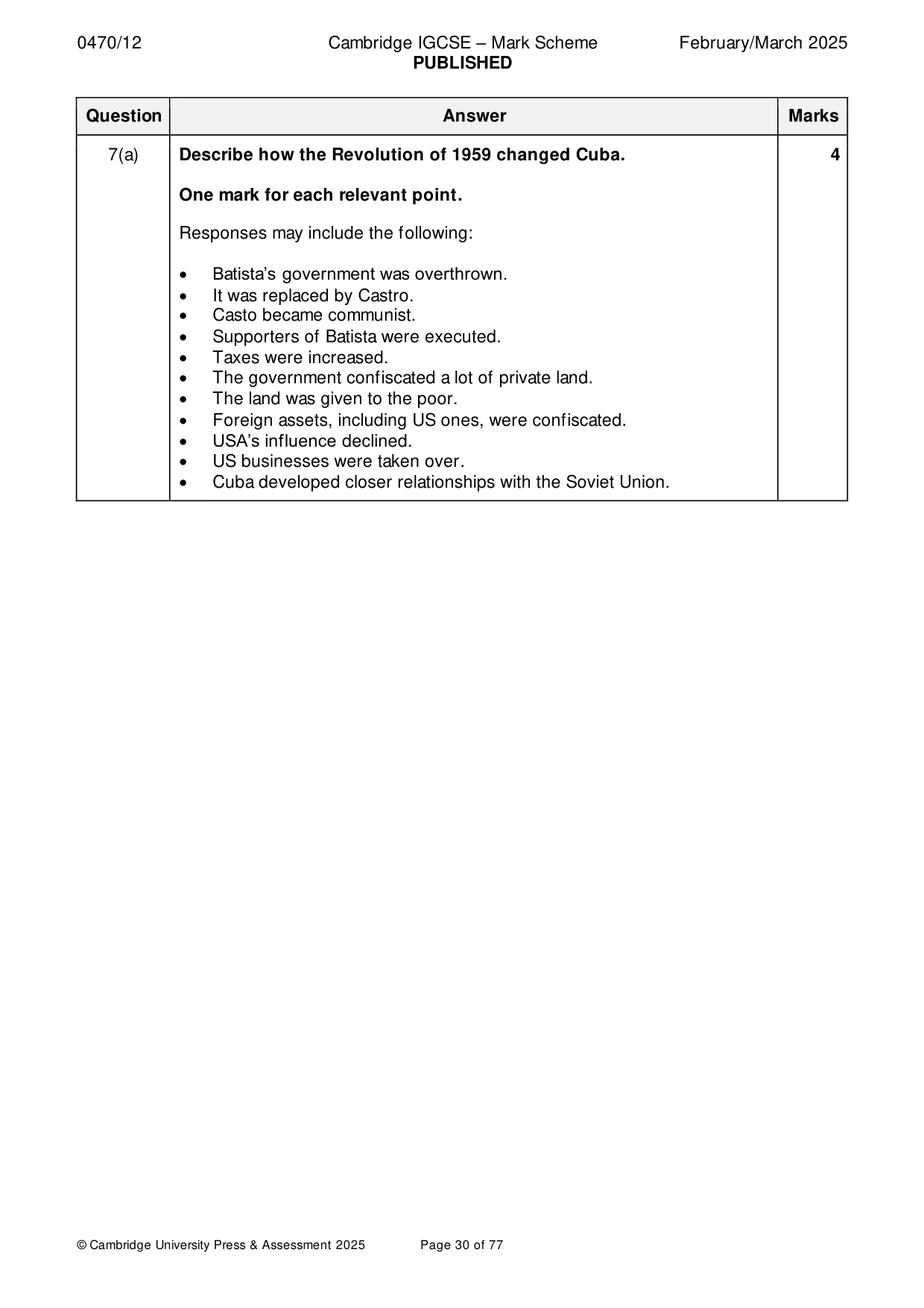 Mark scheme, page 30 of 77