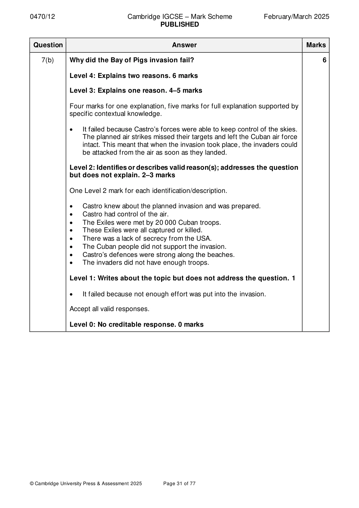 Mark scheme, page 31 of 77