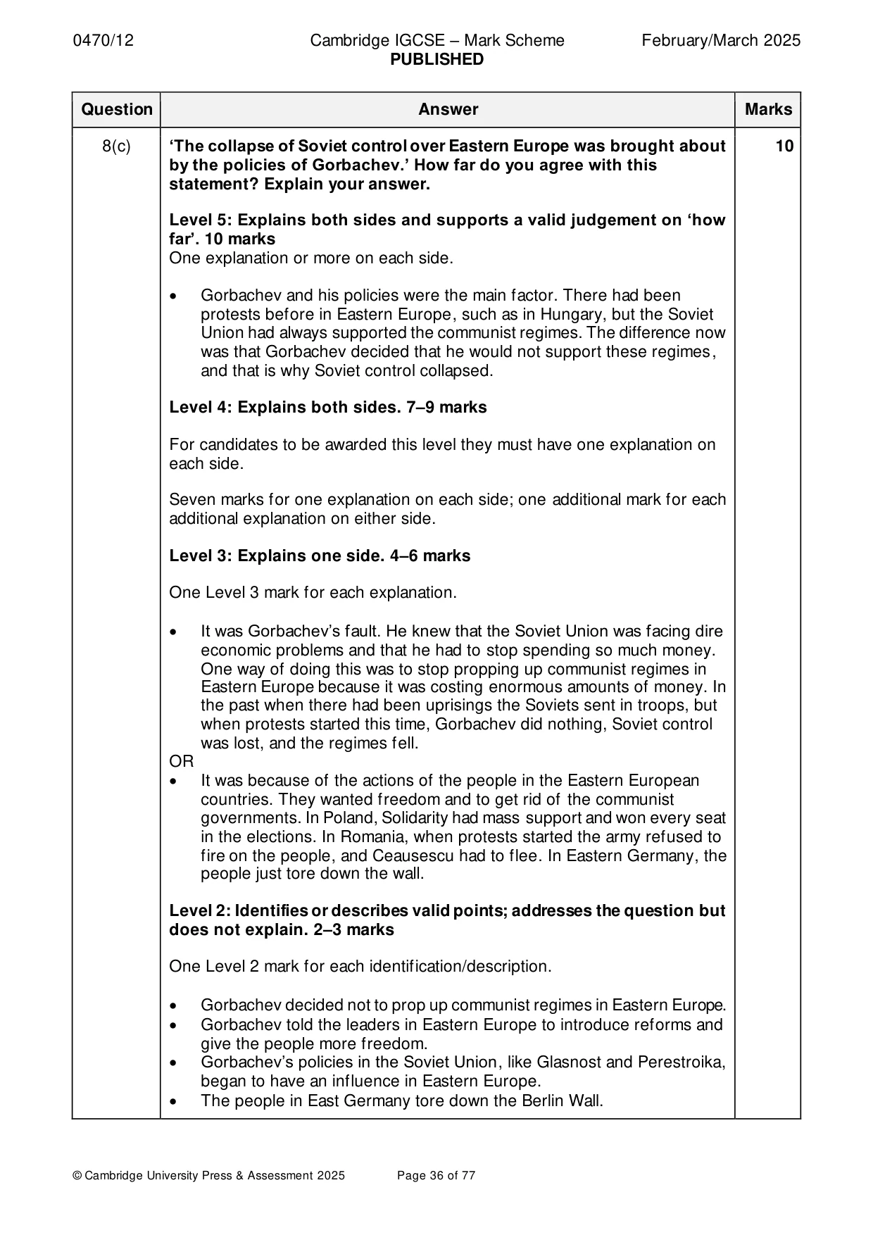 Mark scheme, page 36 of 77