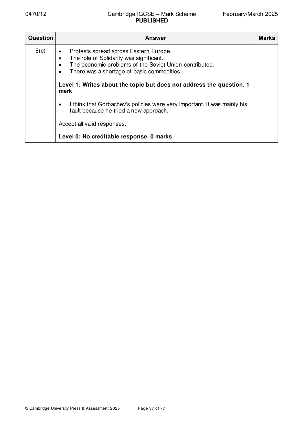 Mark scheme, page 37 of 77
