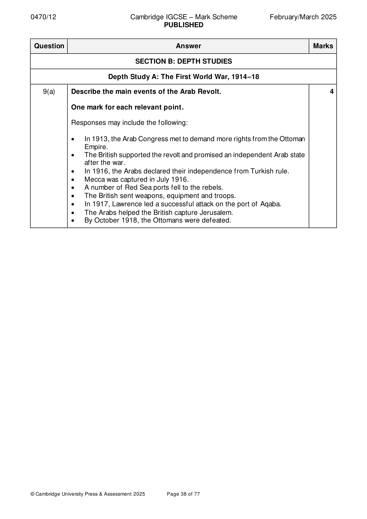 Mark scheme, page 38 of 77