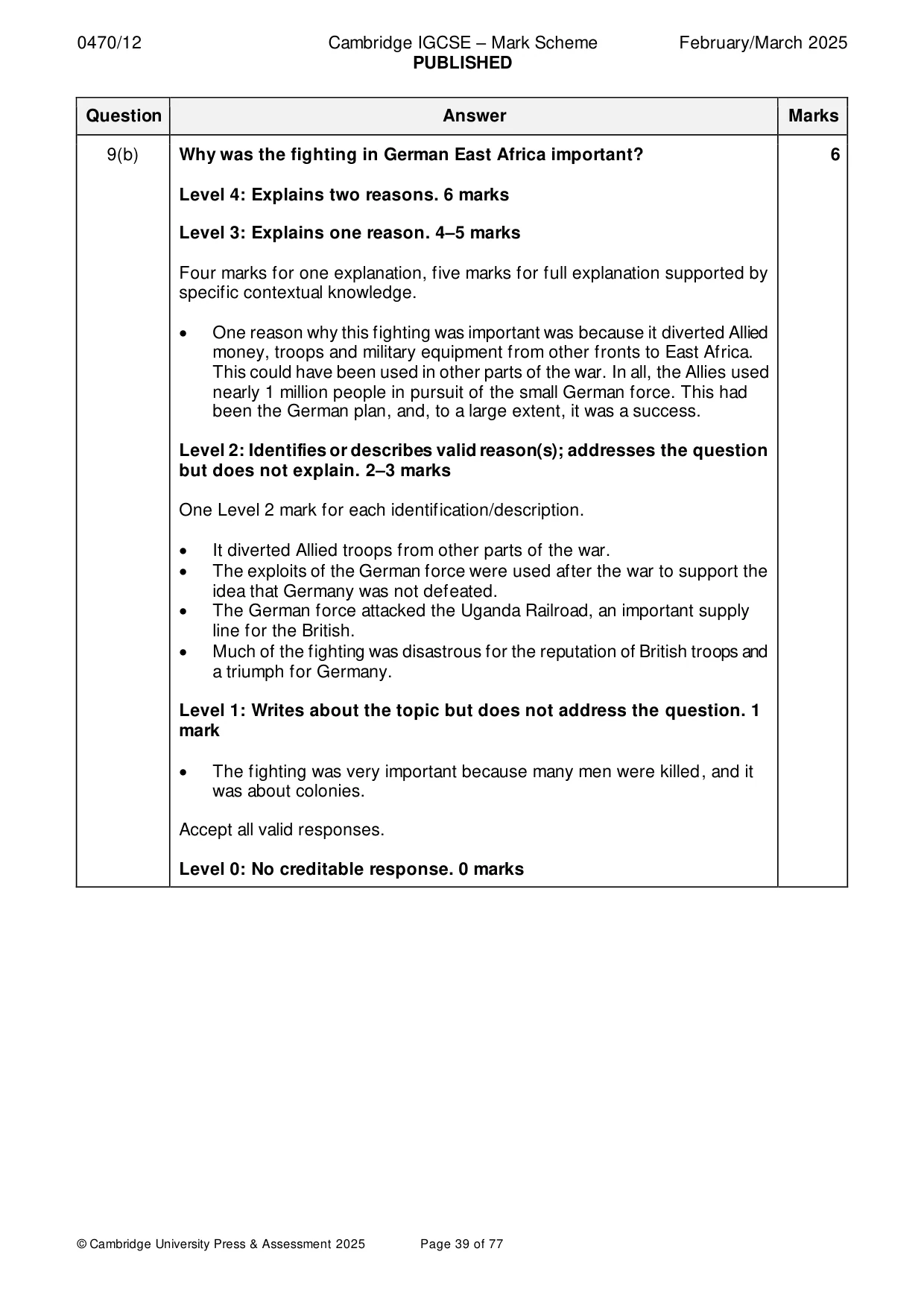 Mark scheme, page 39 of 77