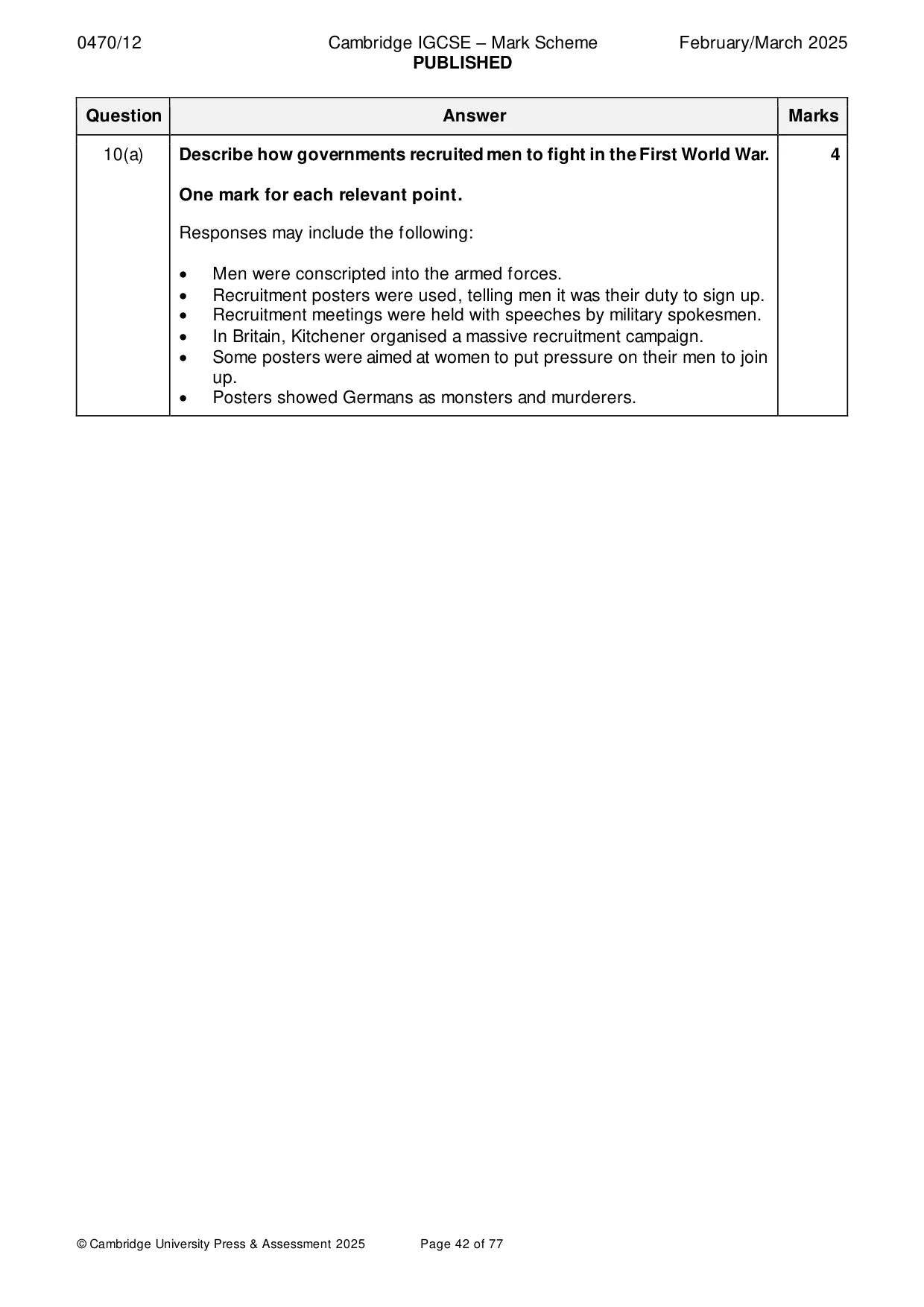 Mark scheme, page 42 of 77