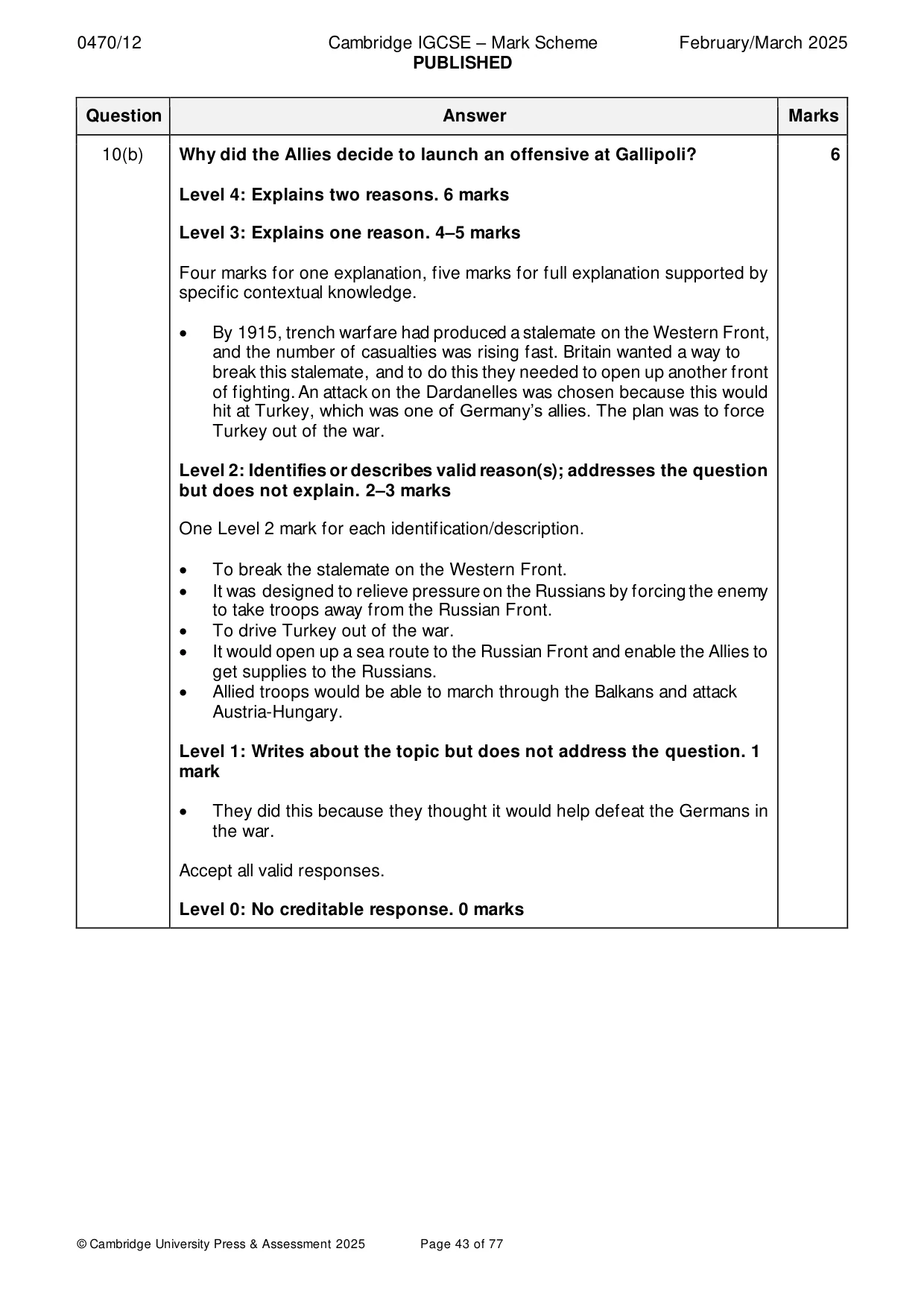 Mark scheme, page 43 of 77