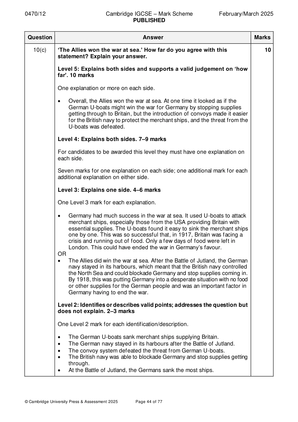 Mark scheme, page 44 of 77