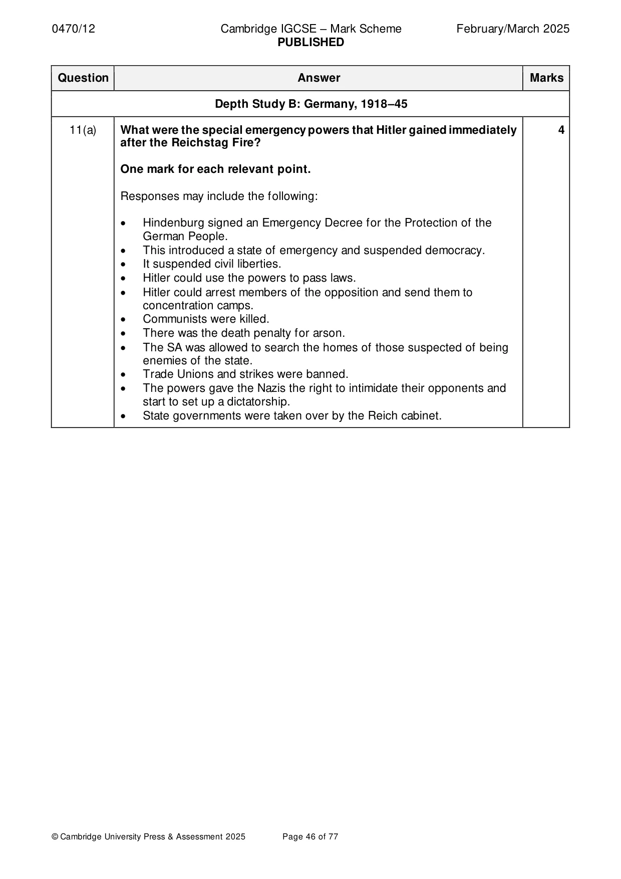 Mark scheme, page 46 of 77