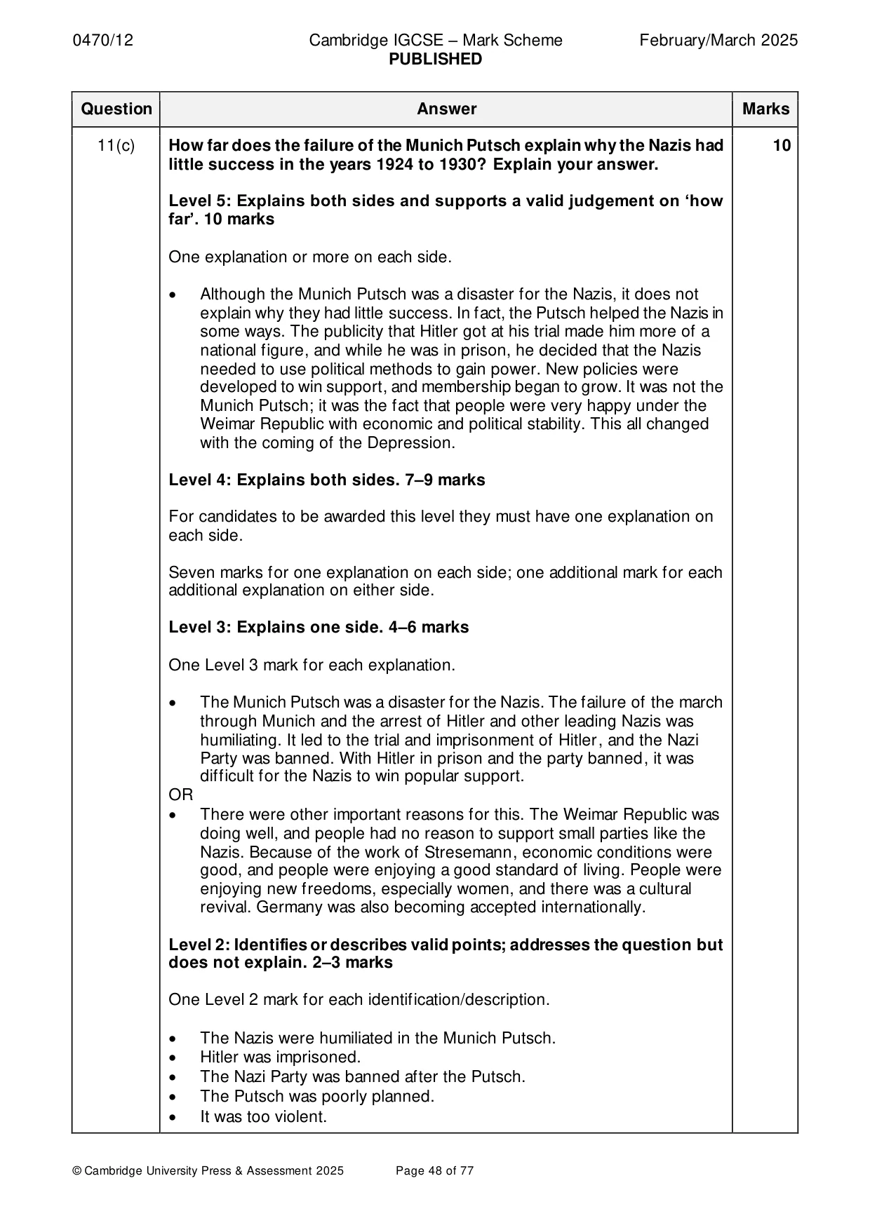 Mark scheme, page 48 of 77