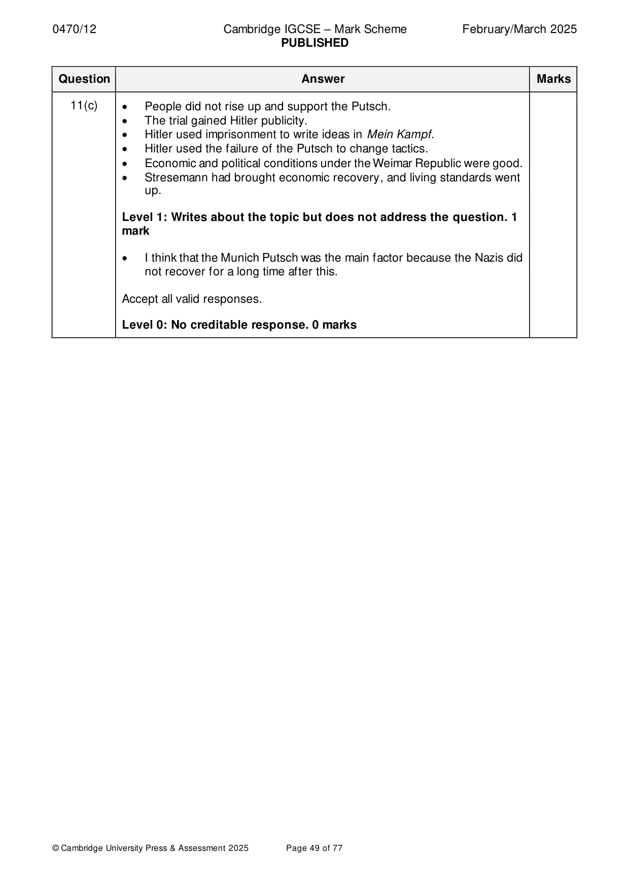 Mark scheme, page 49 of 77
