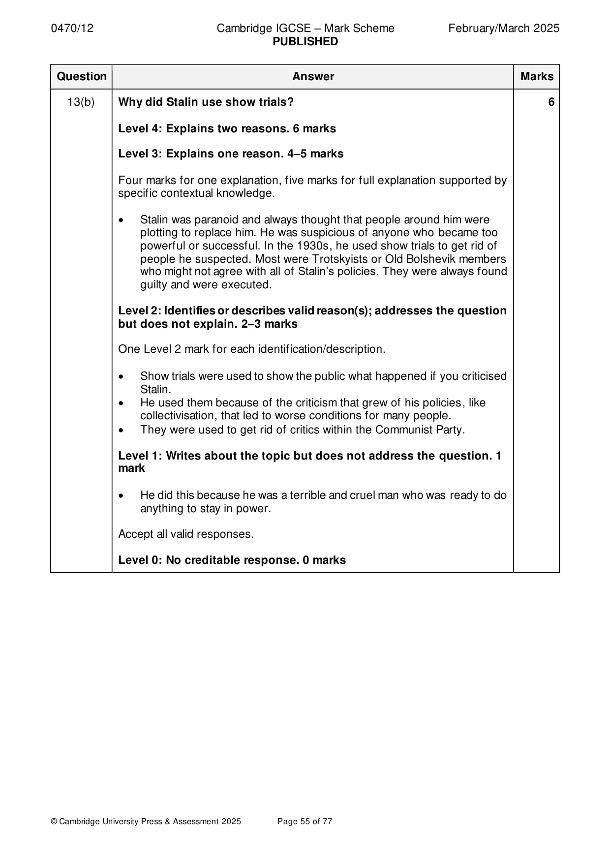 Mark scheme, page 55 of 77