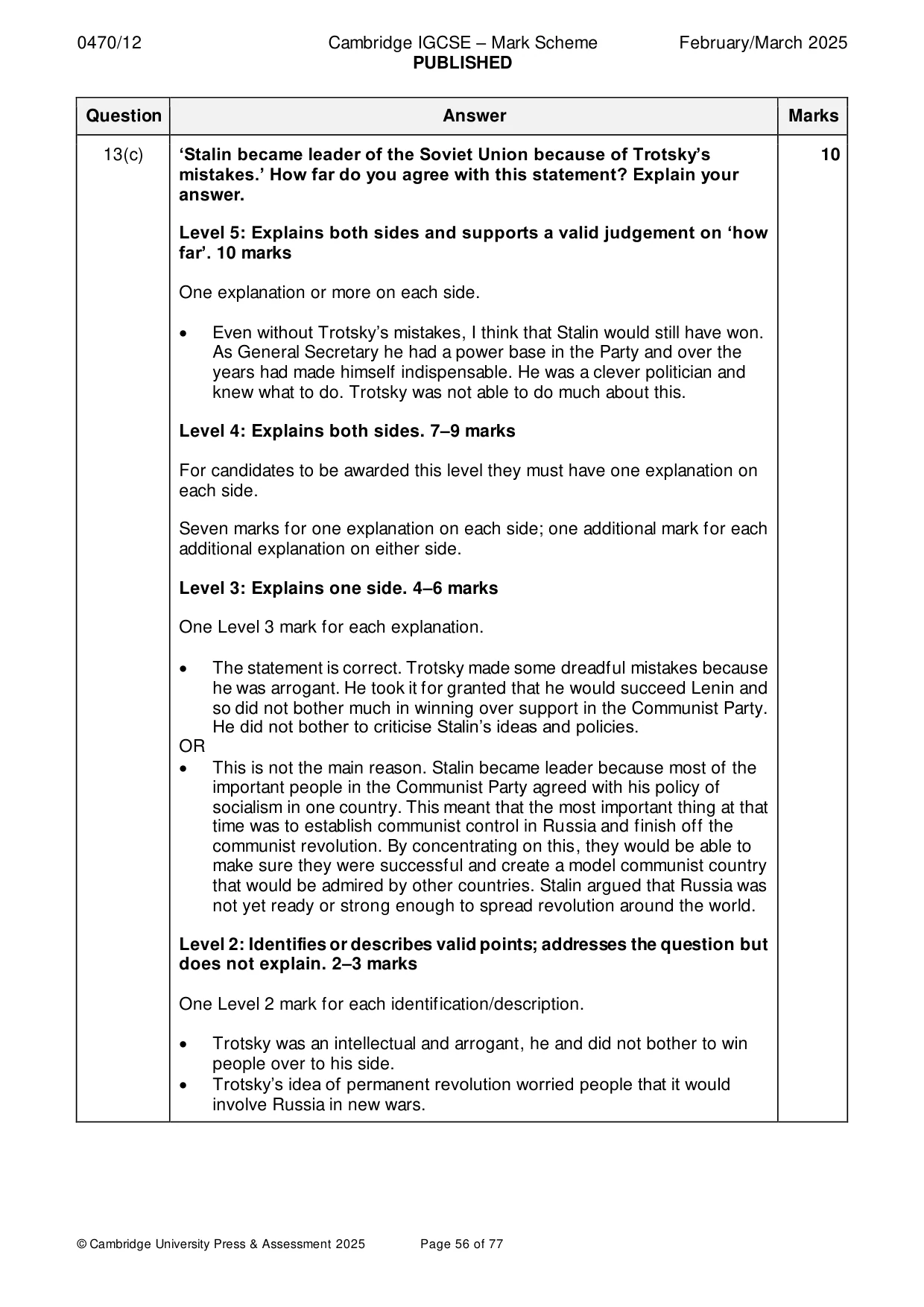 Mark scheme, page 56 of 77