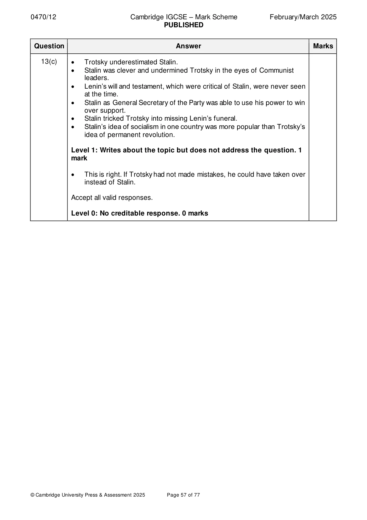 Mark scheme, page 57 of 77