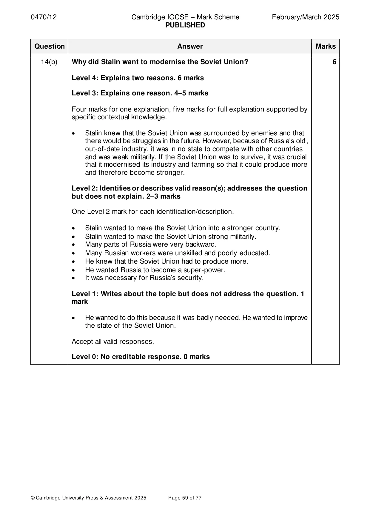Mark scheme, page 59 of 77