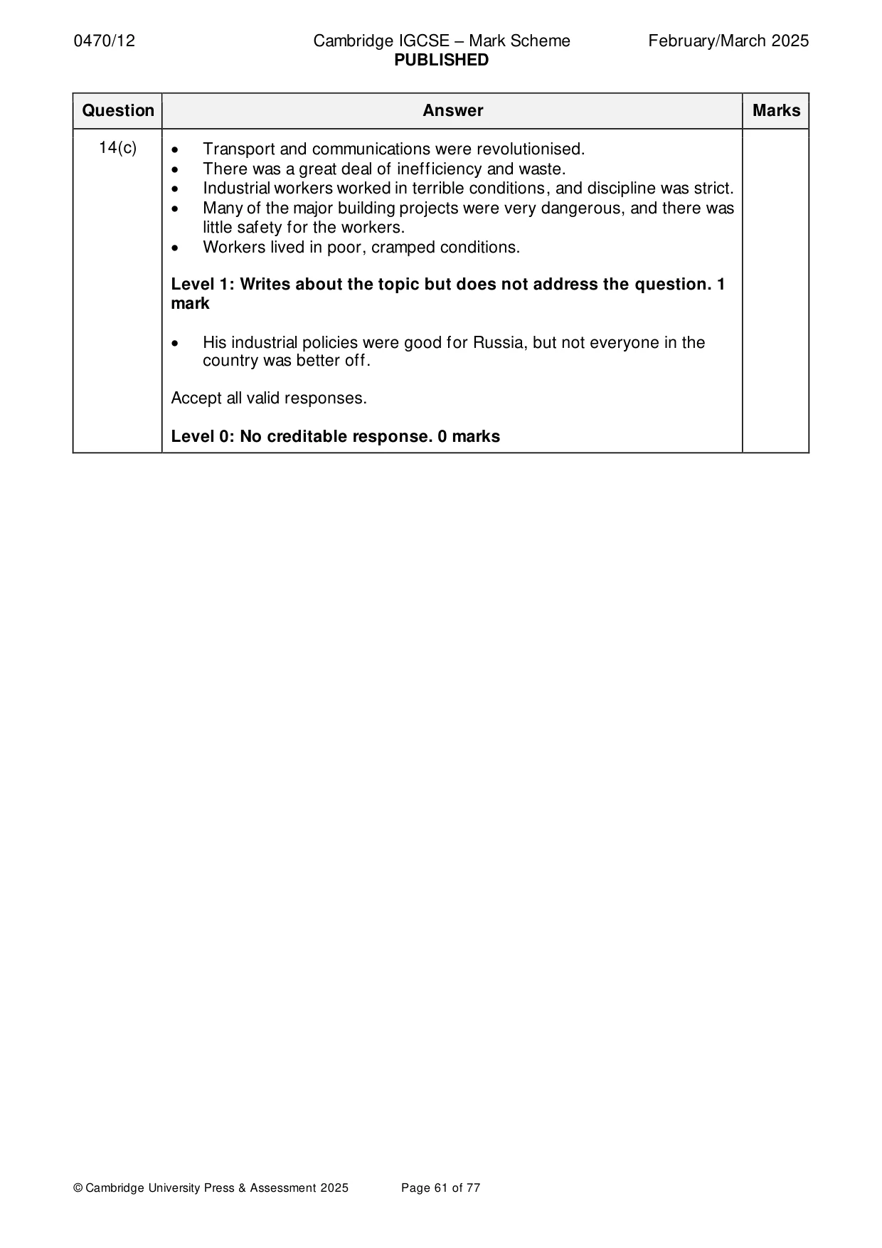 Mark scheme, page 61 of 77