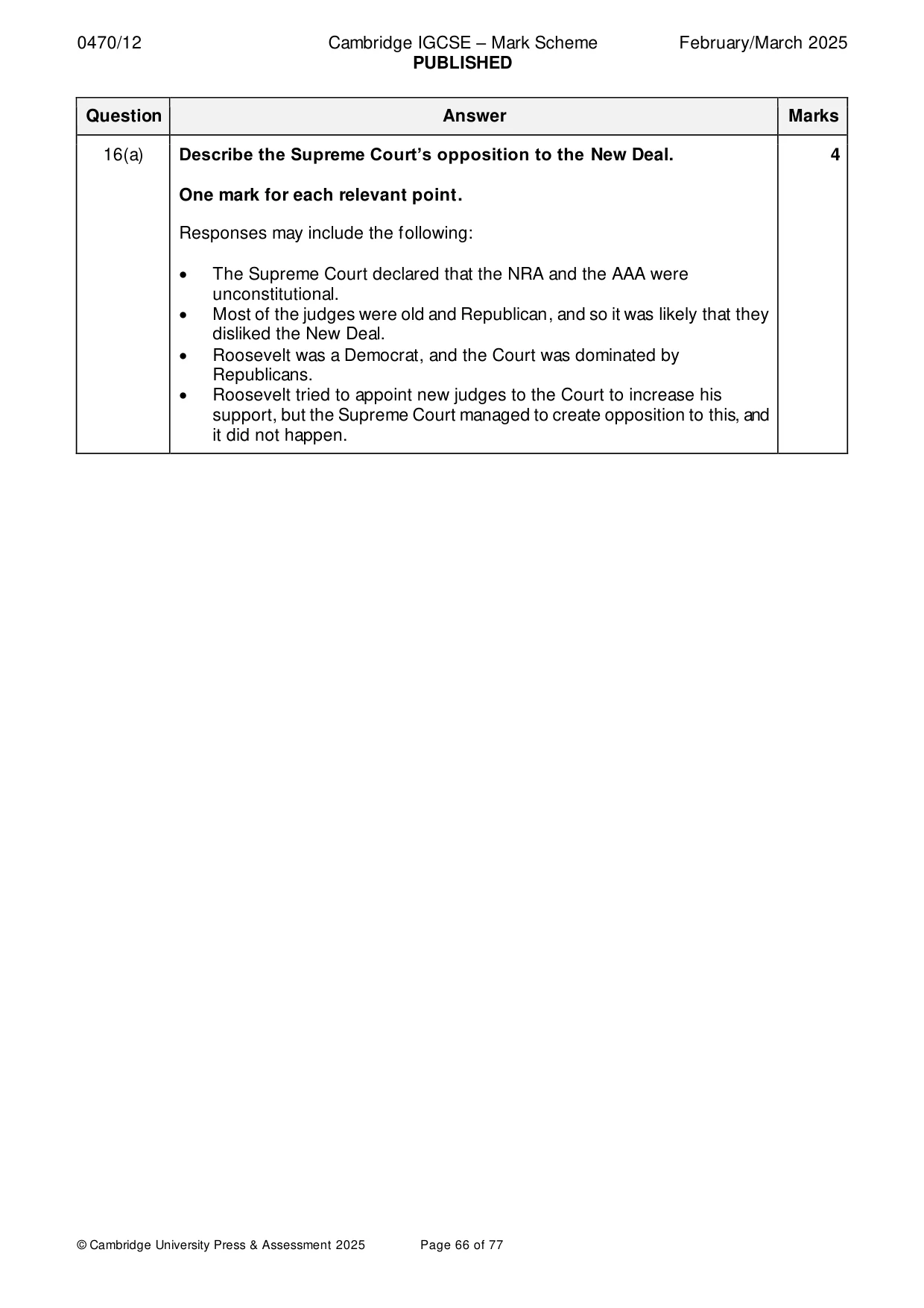 Mark scheme, page 66 of 77