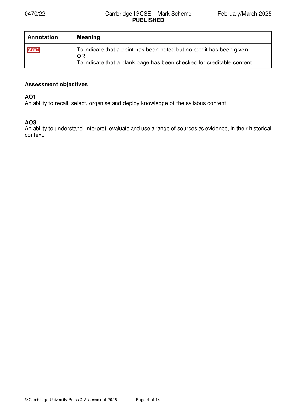 Mark scheme, page 4 of 14