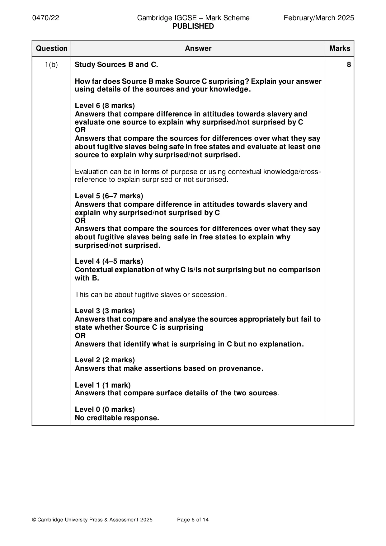 Mark scheme, page 6 of 14