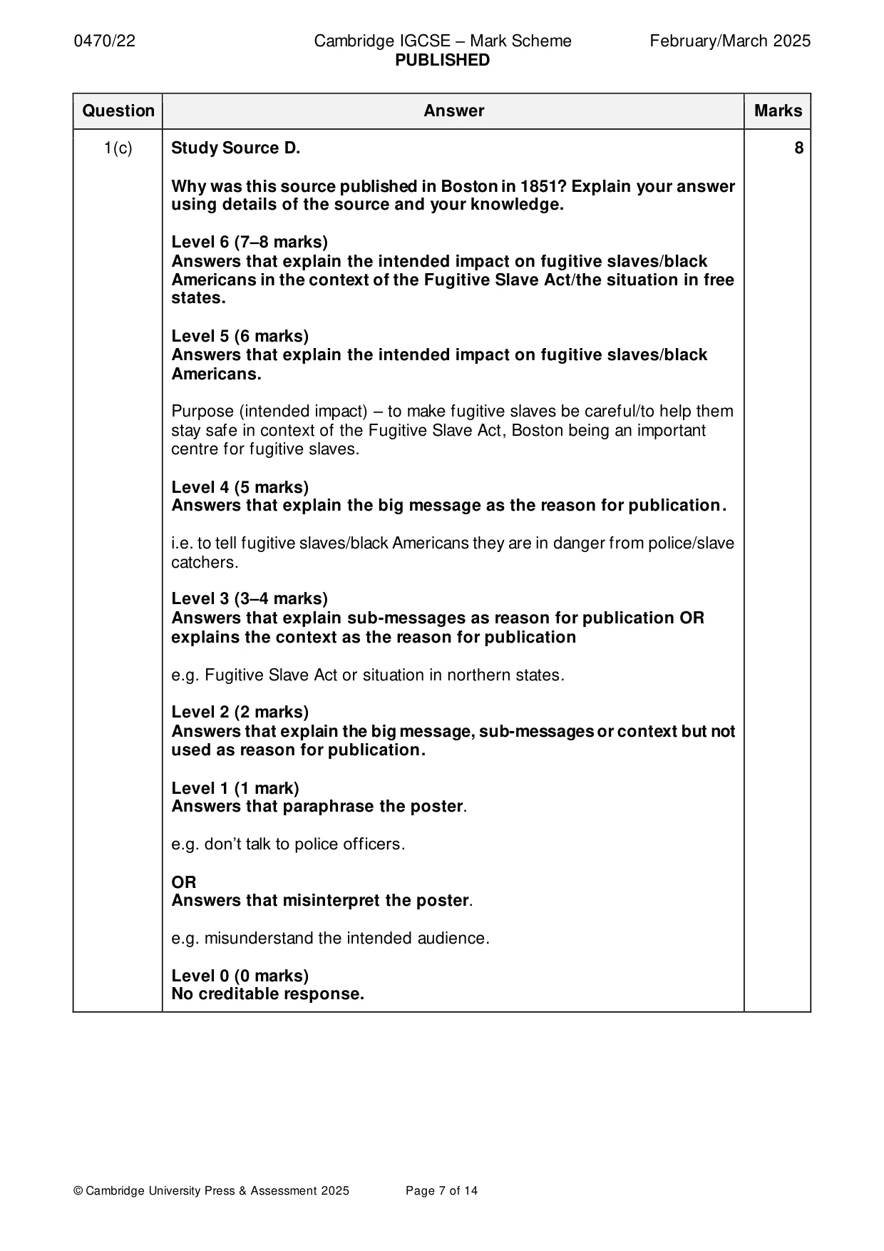 Mark scheme, page 7 of 14