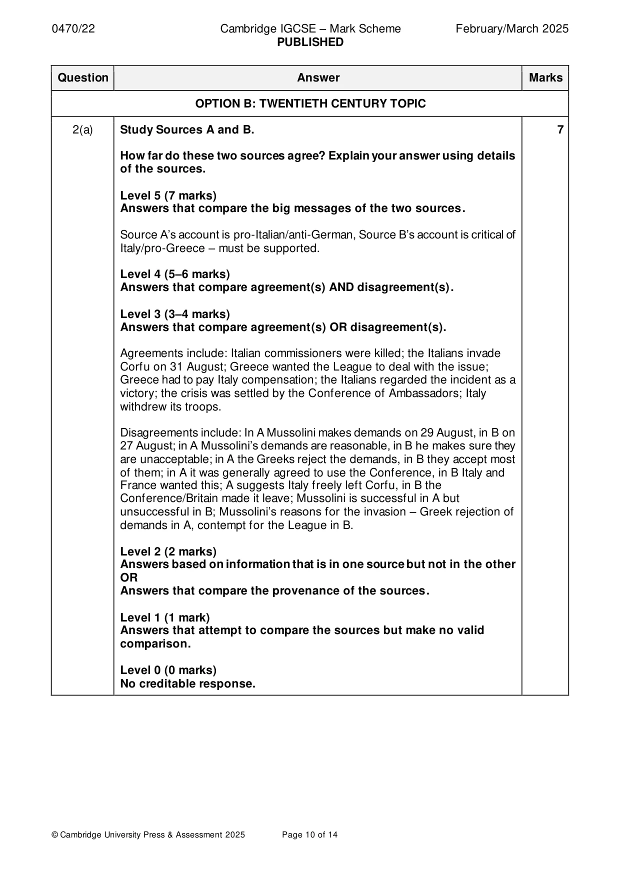 Mark scheme, page 10 of 14
