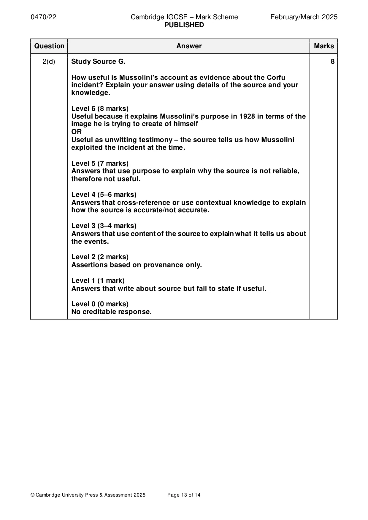 Mark scheme, page 13 of 14
