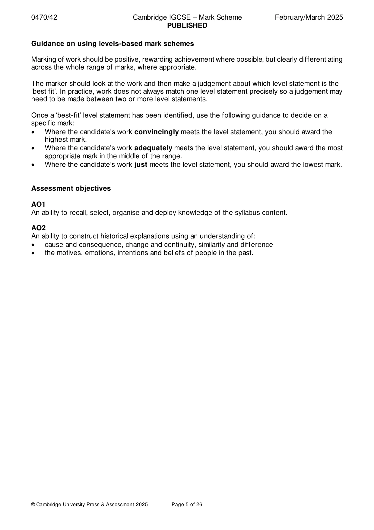 Mark scheme, page 5 of 26