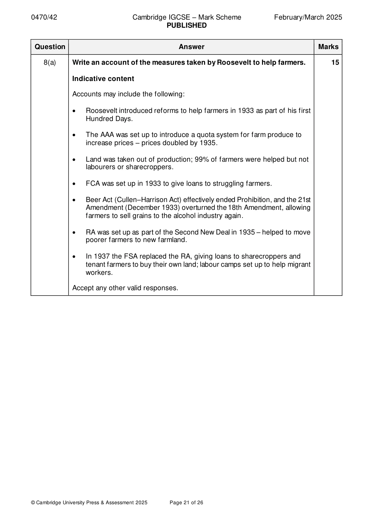 Mark scheme, page 21 of 26