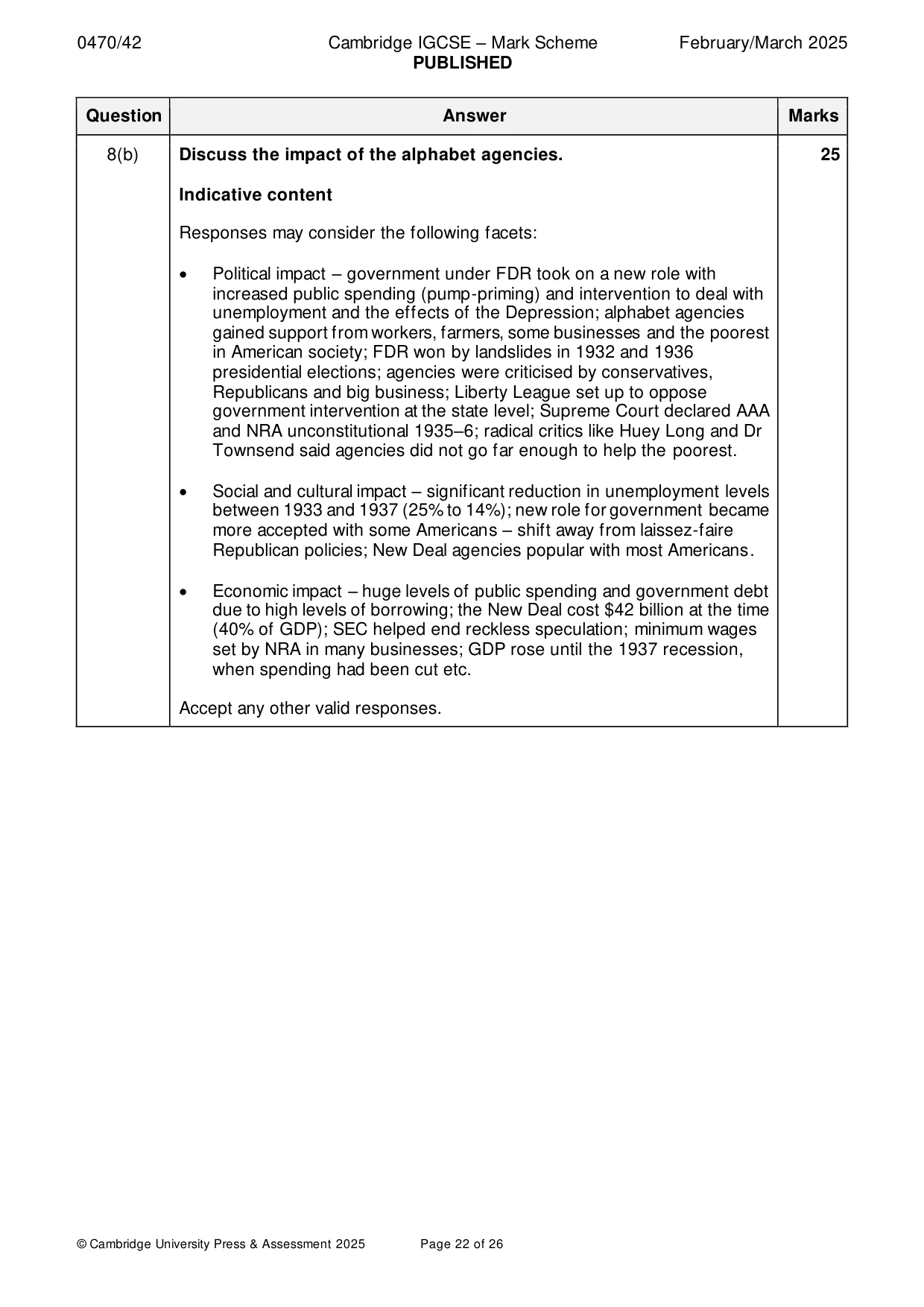 Mark scheme, page 22 of 26