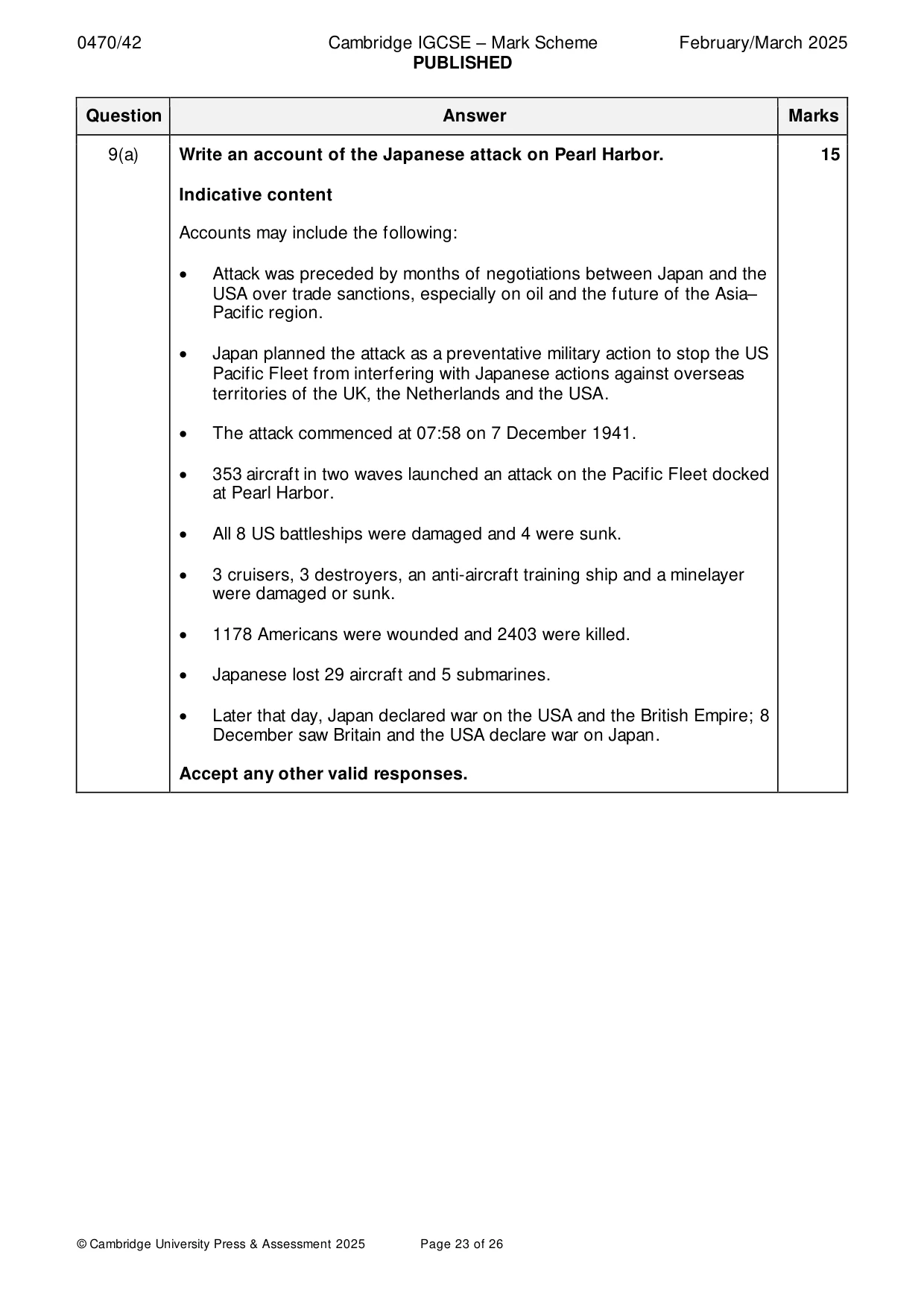 Mark scheme, page 23 of 26