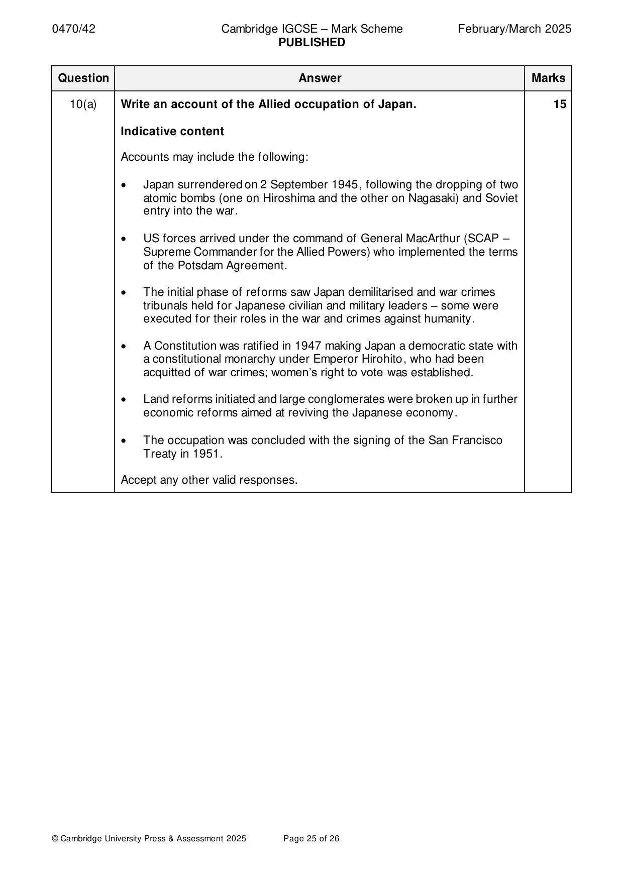 Mark scheme, page 25 of 26
