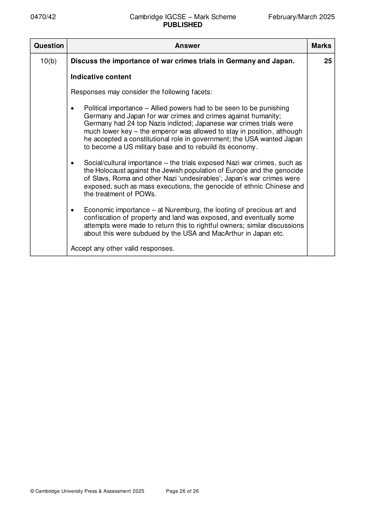 Mark scheme, page 26 of 26