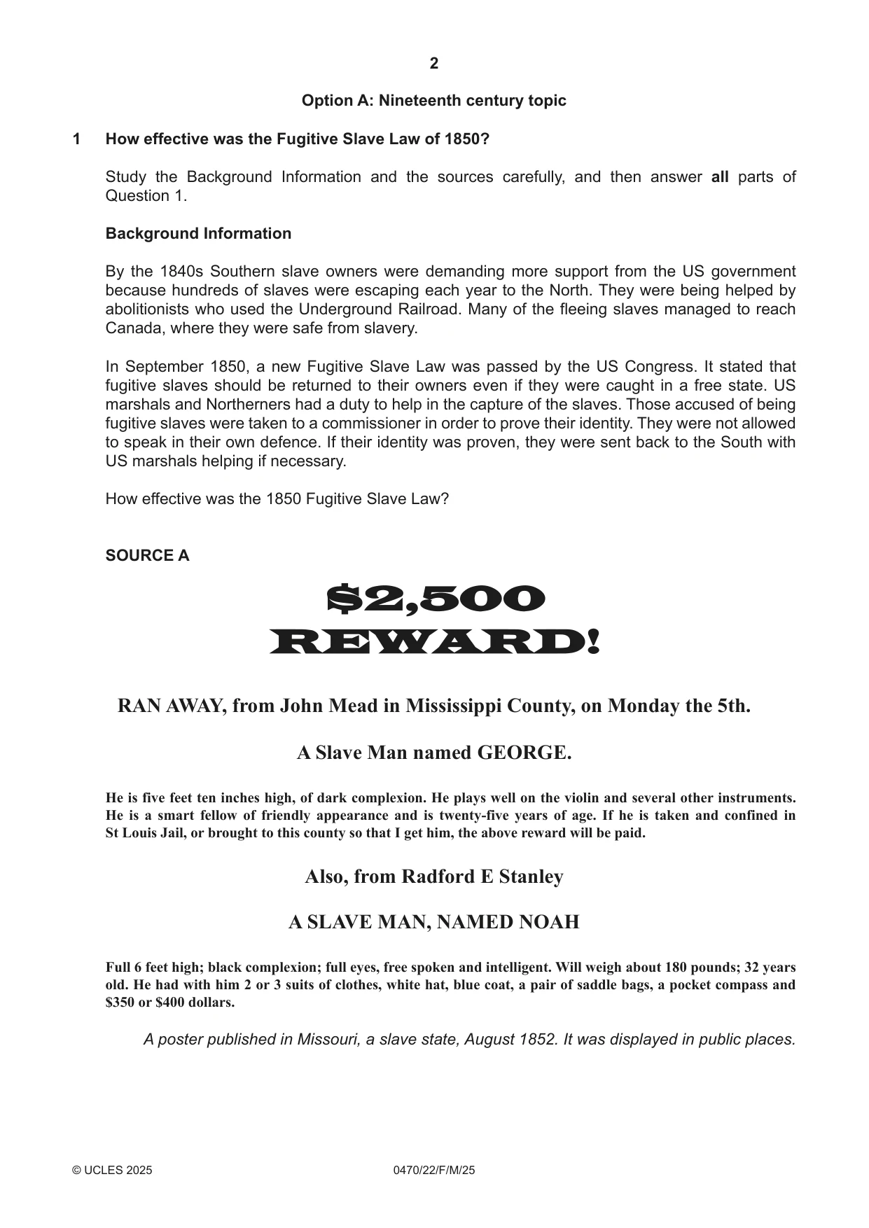Cambridge IGCSE History 0470 2025 Feb/March Paper 2 · Variant 2 question paper, page 2 of 12