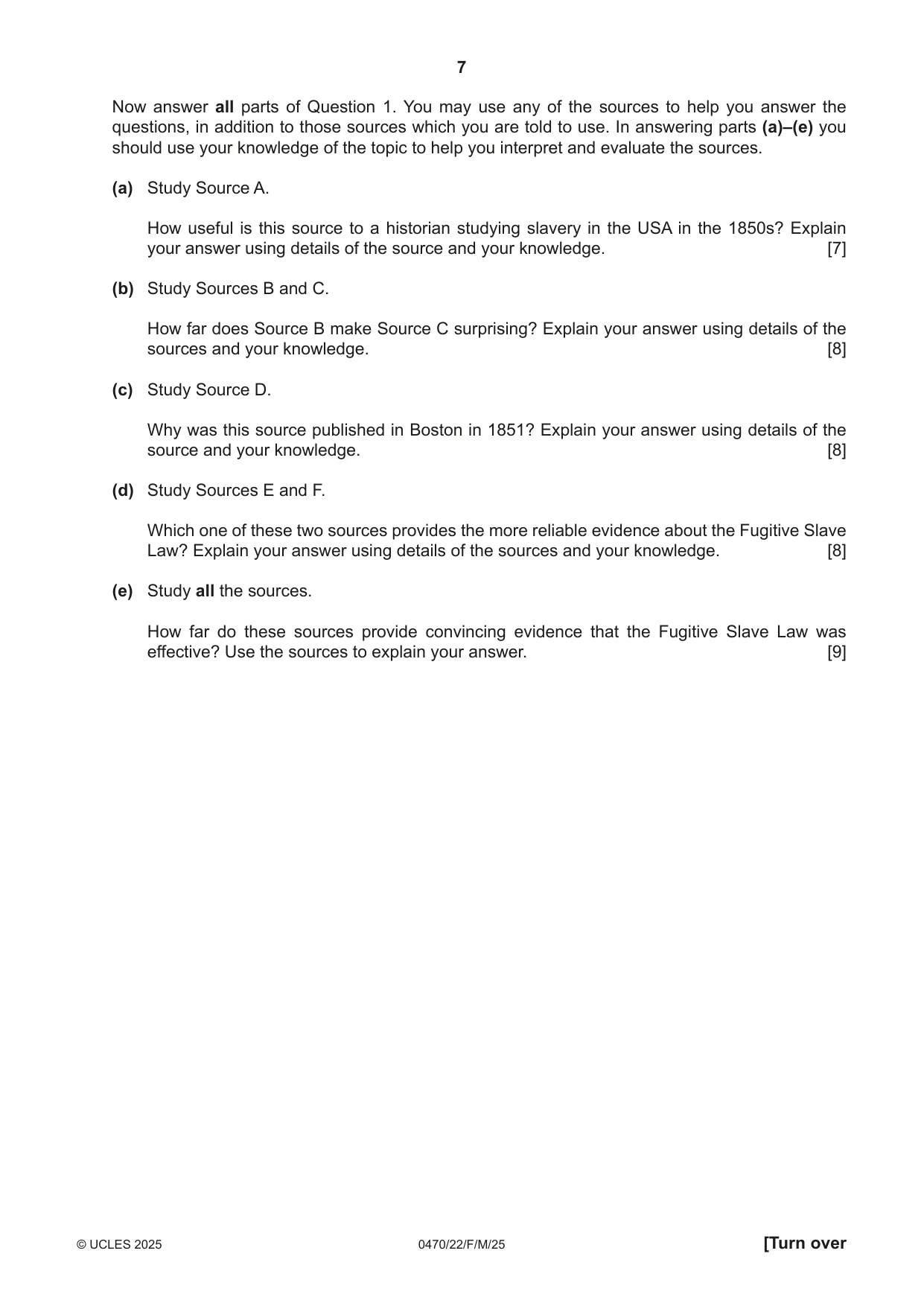 Cambridge IGCSE History 0470 2025 Feb/March Paper 2 · Variant 2 question paper, page 7 of 12