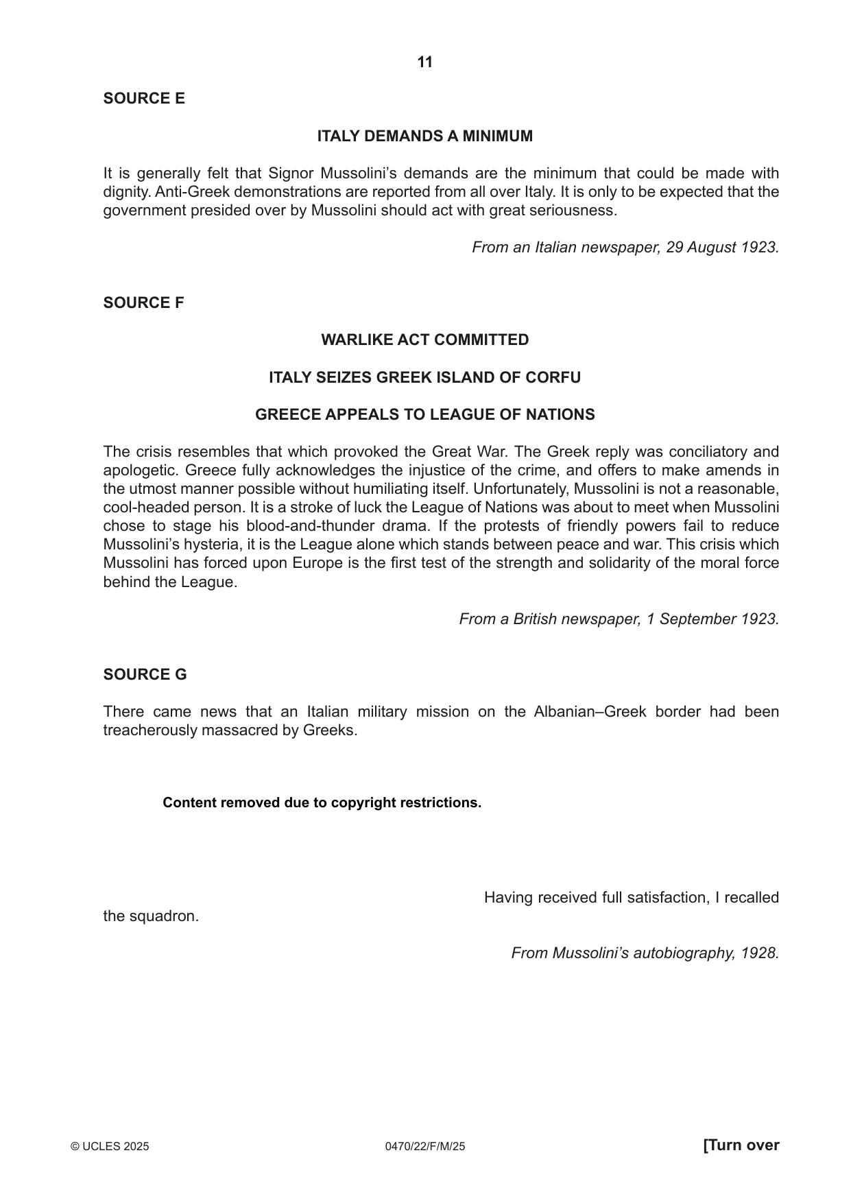 Cambridge IGCSE History 0470 2025 Feb/March Paper 2 · Variant 2 question paper, page 11 of 12
