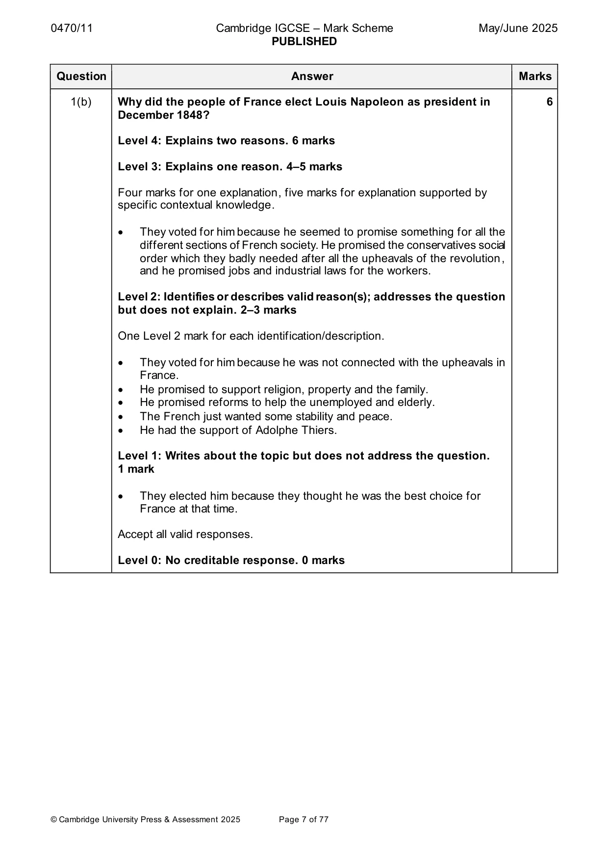 Mark scheme, page 7 of 77