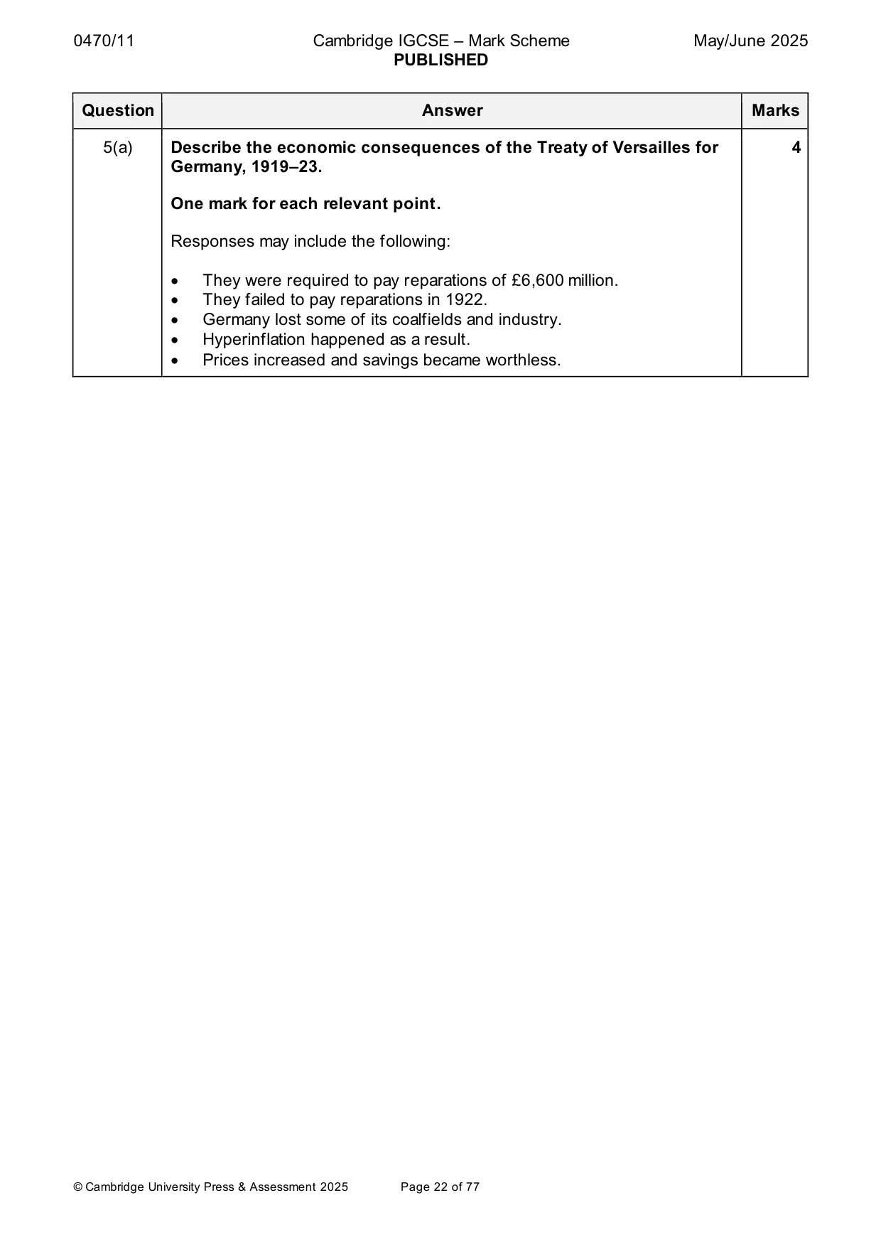 Mark scheme, page 22 of 77