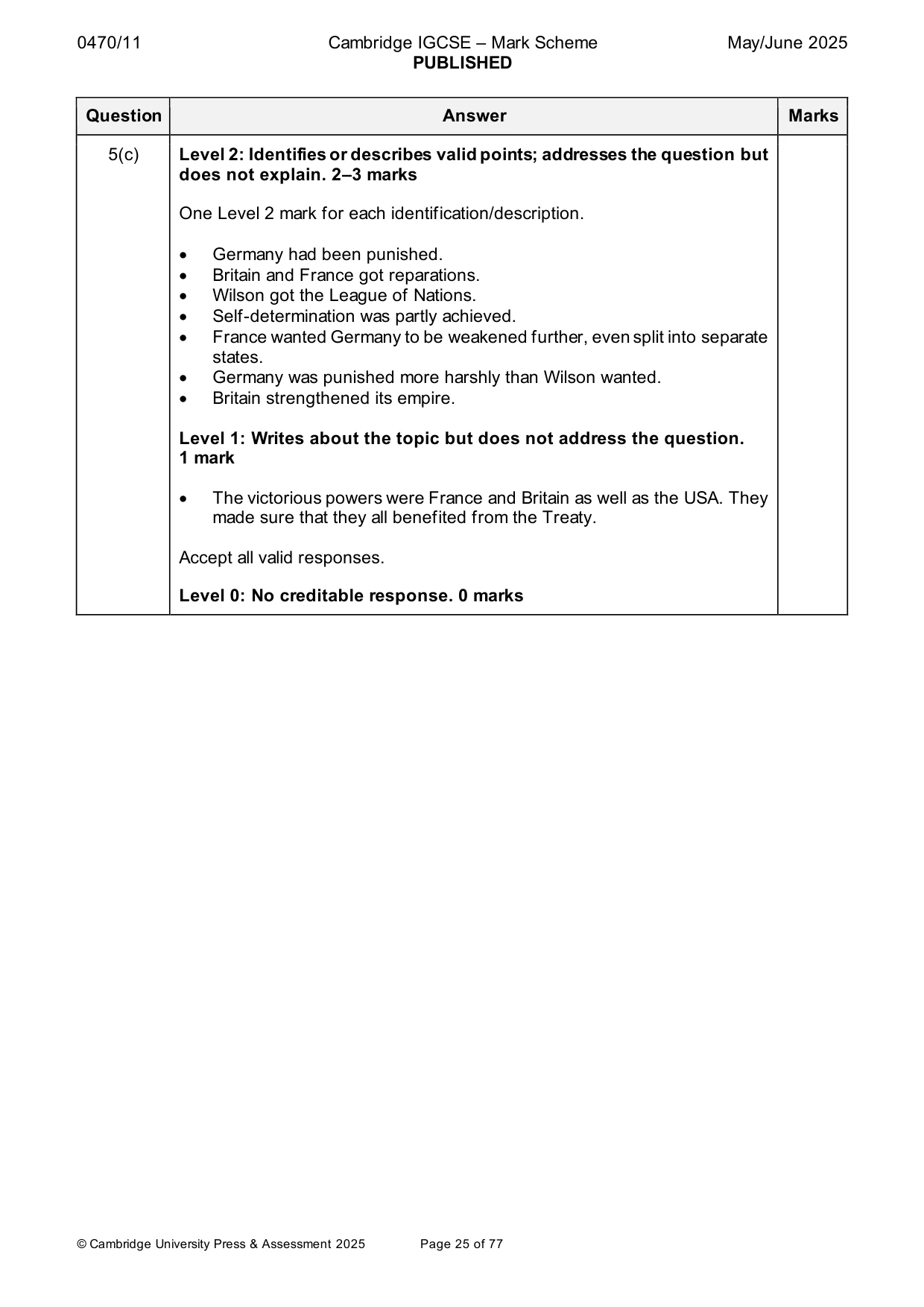 Mark scheme, page 25 of 77