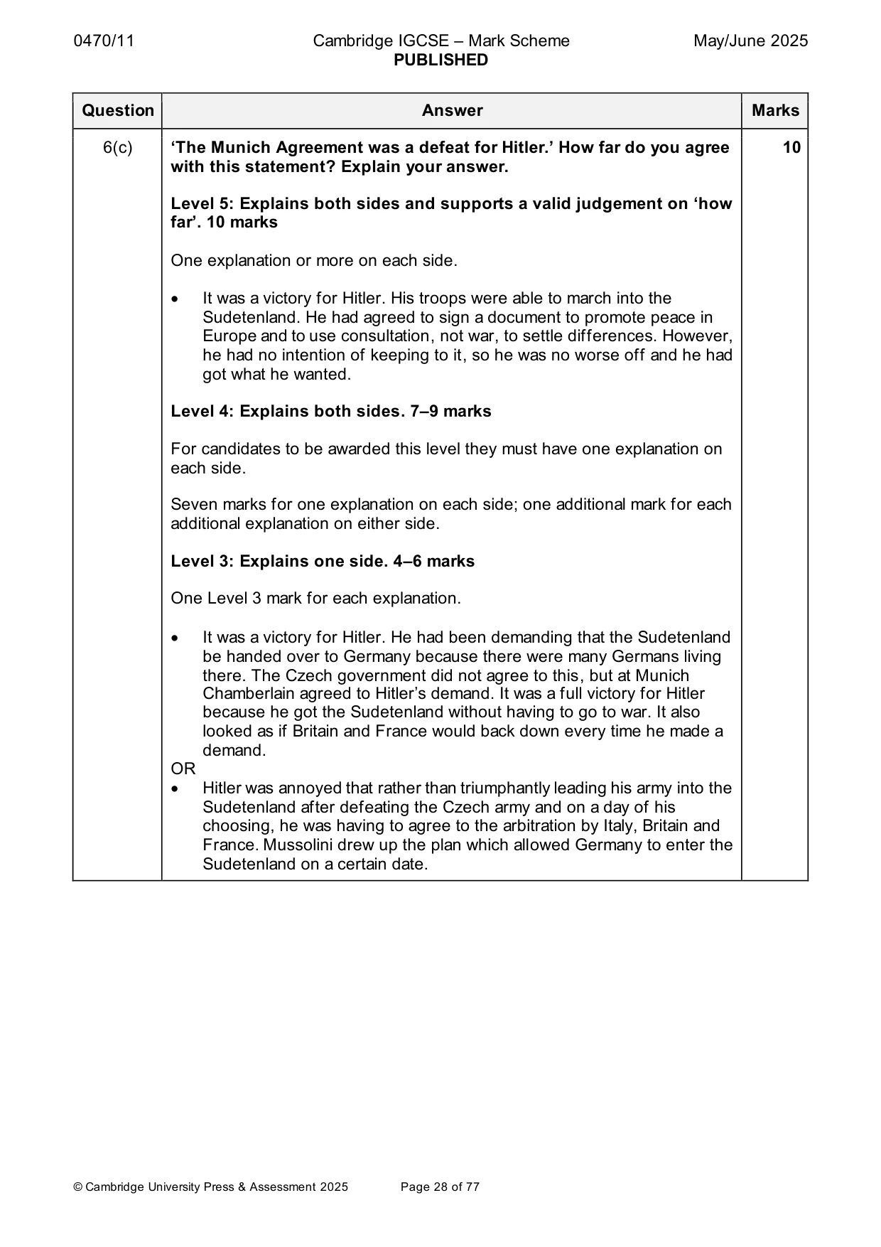 Mark scheme, page 28 of 77