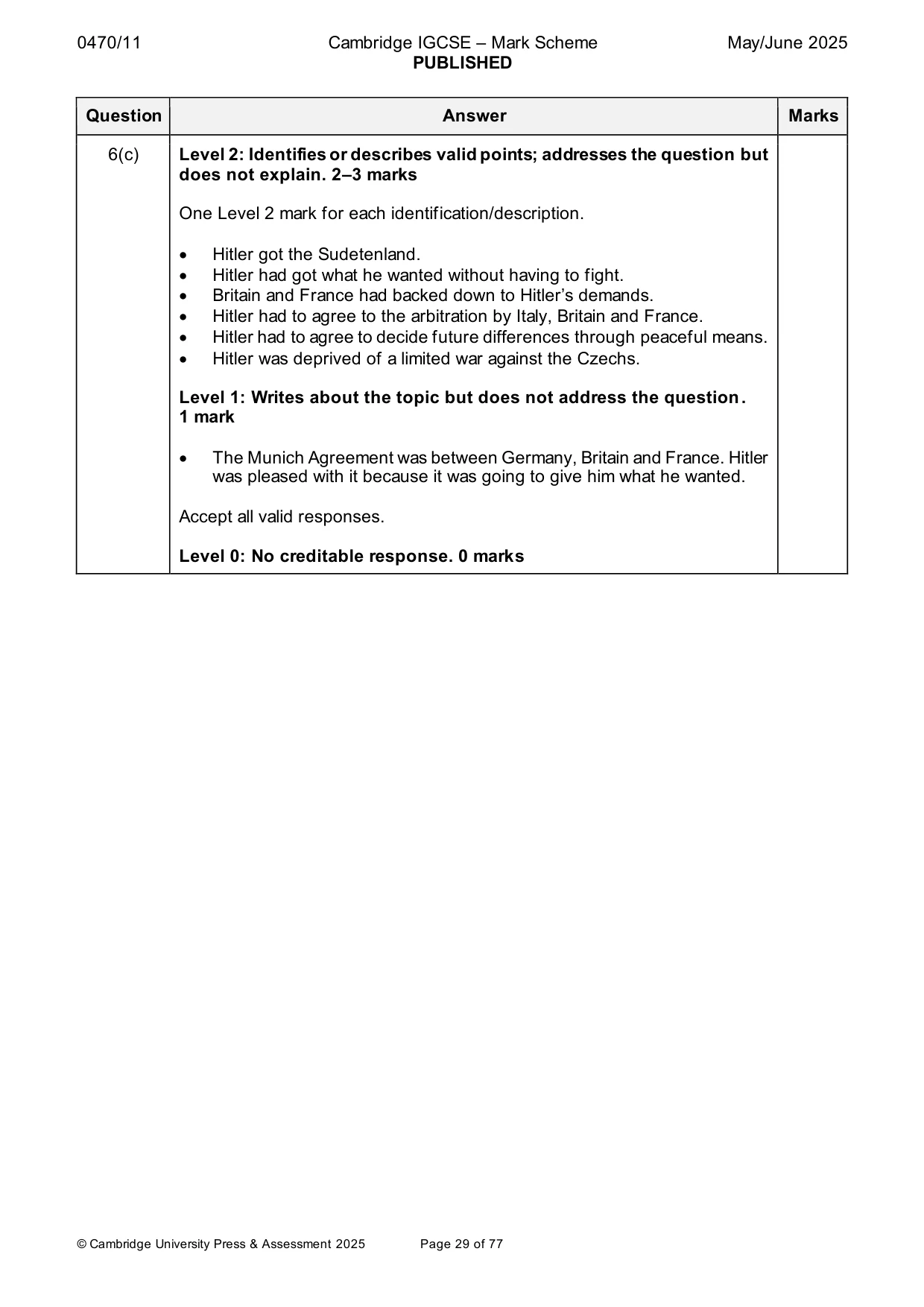 Mark scheme, page 29 of 77