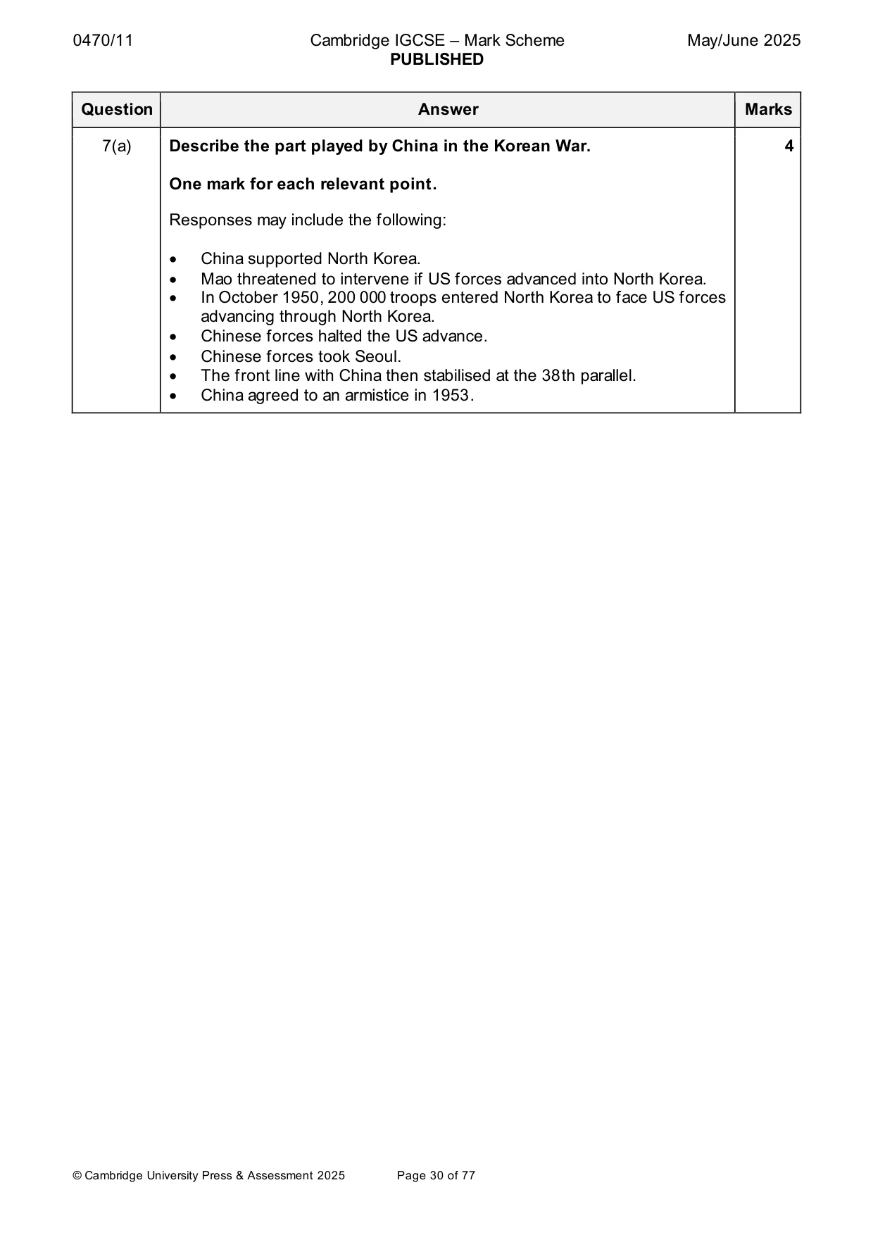 Mark scheme, page 30 of 77